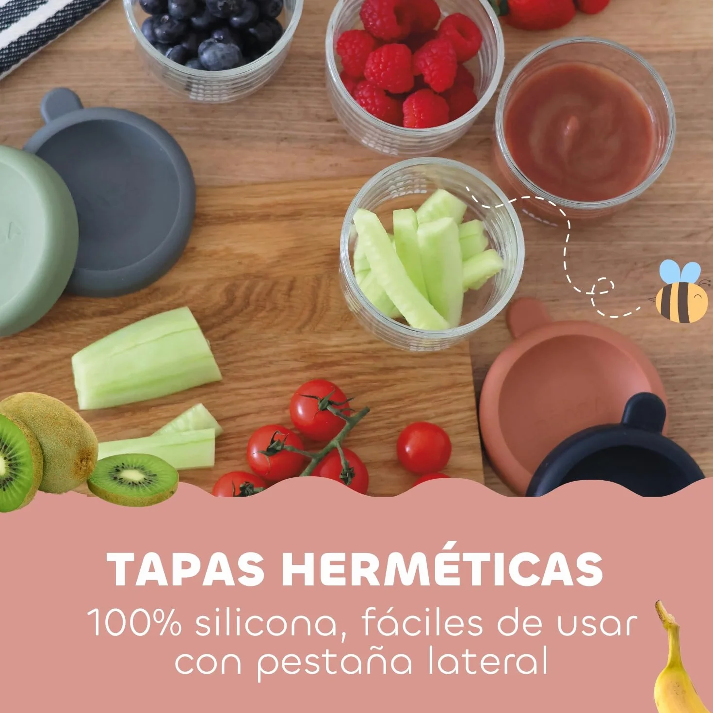 BÉABA, Zestaw 6 porcji szklanki do przechowywania posiłków dla niemowląt/wytrzymałe szkło, 100% hermetyczne, odporne na ciepło na zimno, zamrażanie, sterylizacja, stopniowanie, 150 ml, wschód słońca