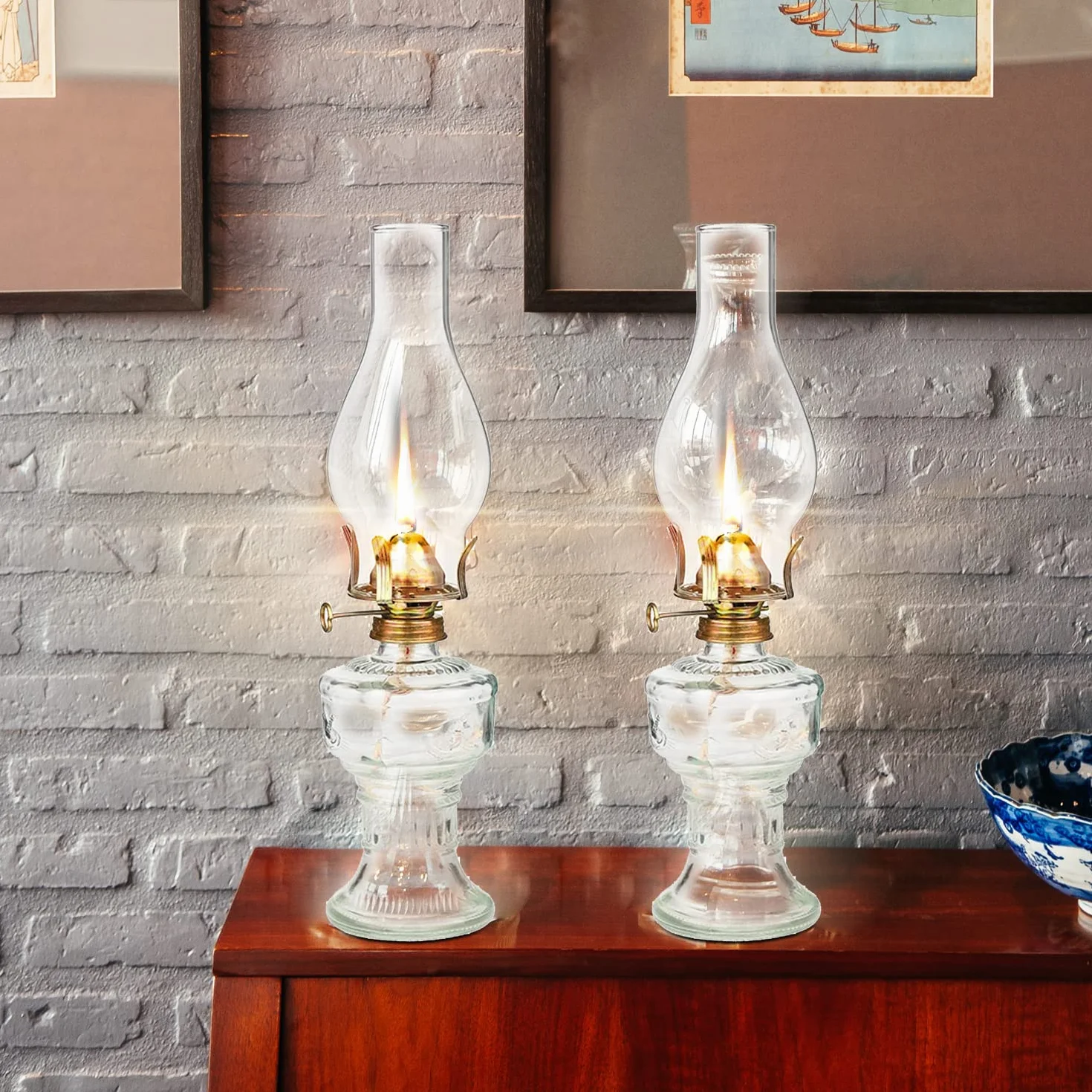 TRANSPLANT szklana lampa naftowa, lampa olejna, szklana, klasyczna, retro, dekoracja domu, lampa, ślub, festiwal, dekoracja, duża pojemność, 32 cm