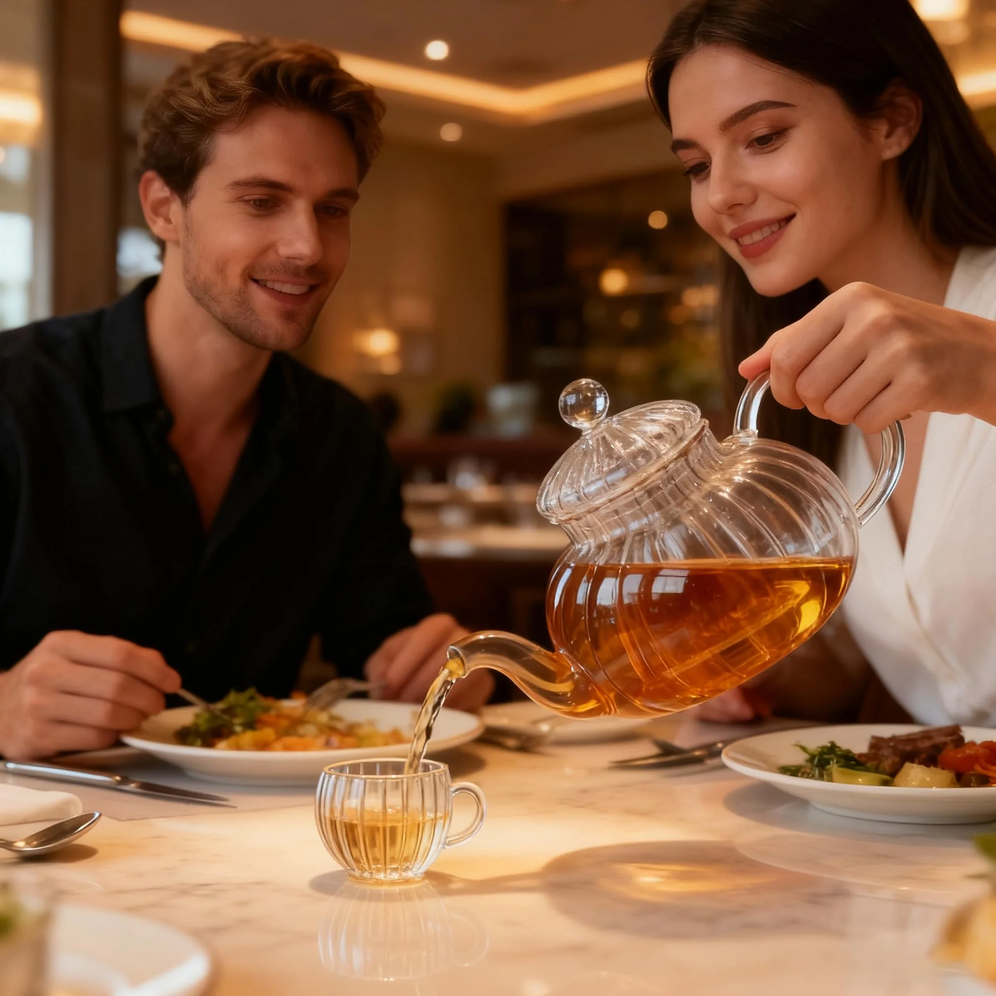 YUEMING Szklany czajniczek w paski w kształcie dyni - zestaw do herbaty z filtrem 600ml