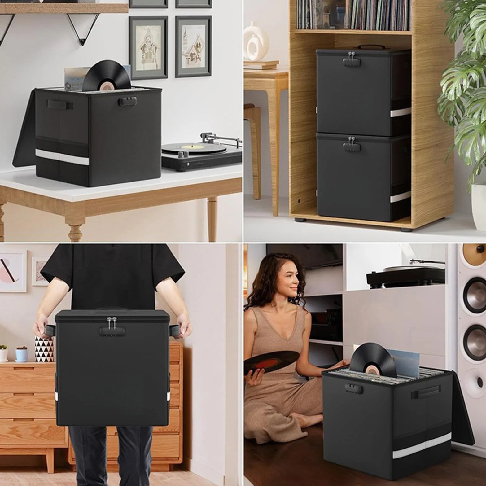 Przechowywanie Albumów Winylowych Ognioodporne i wodoodporne, duża | Ognioodporny Wodoodporny Wytrzymały Organizer Na Ponad 150 Płyt Winylowych 30 Cm Uchwyt Organizer Torba Akcesoria Gra