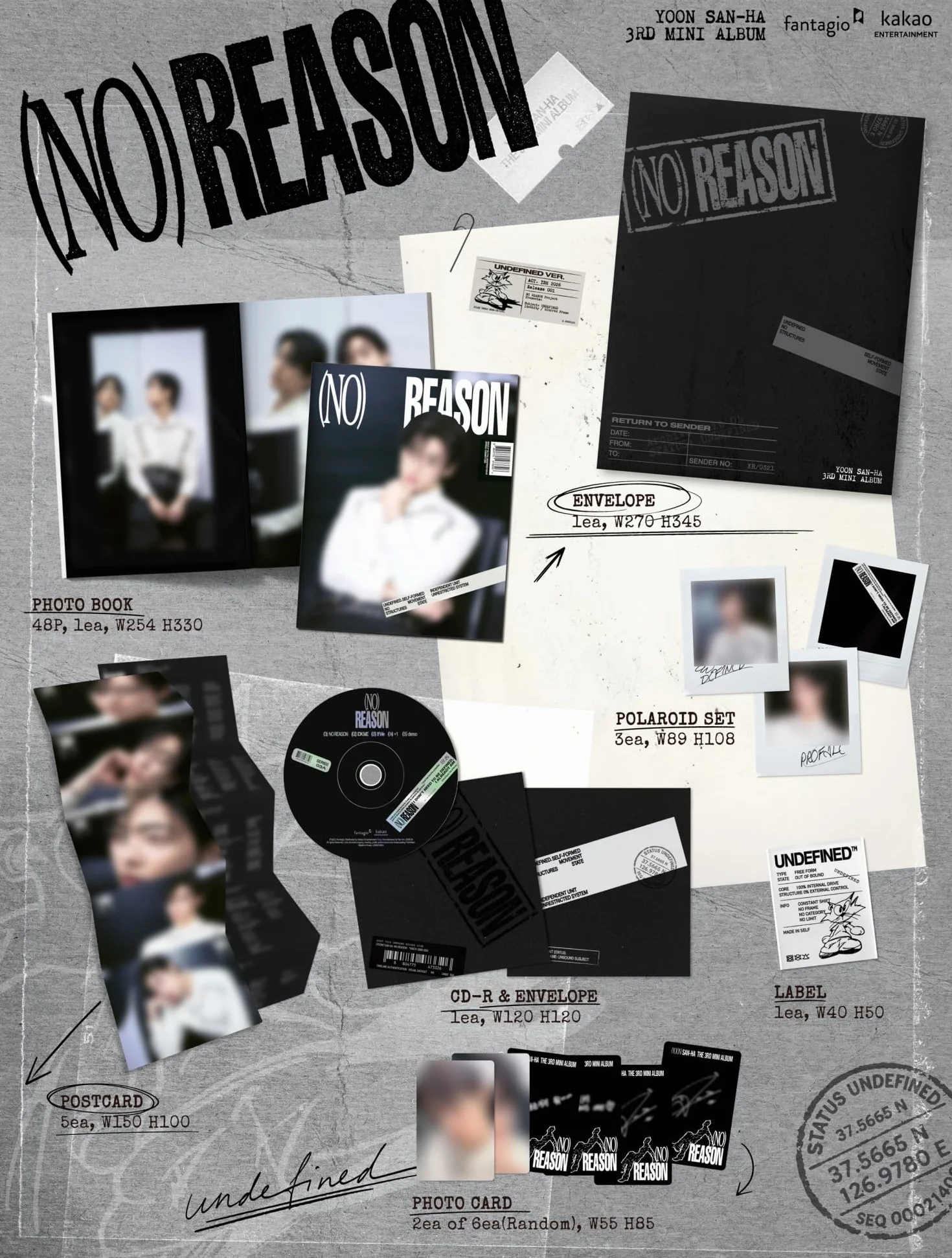 ASTRO Yoon Sanha No Reason 3. mini album standardowy 2 wersja zestaw (niezdefiniowany+niezwiązana płyta CD+PhotoBook+pocztówka+polaroid+karta fotograficzna+etykieta+śledzenie