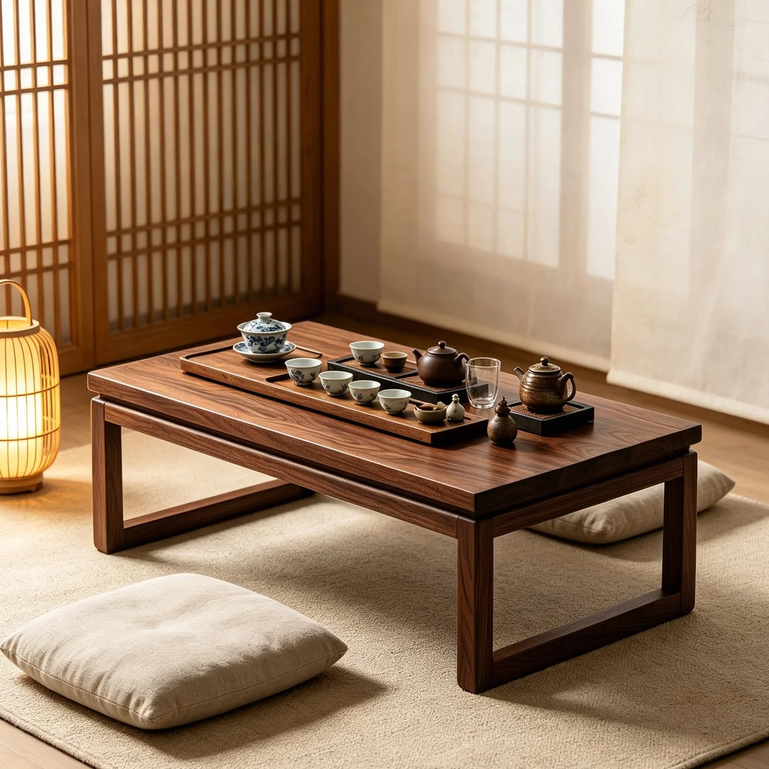 Stoły podłogowe,Stolik do herbaty z niskimi nogami,Stolik kawowy | Drewniany stolik,Prostokątny stół Tatami,Meble domowe,Małe przestrzenie (A,L100cm/39,4in*W55cm/21,7in)