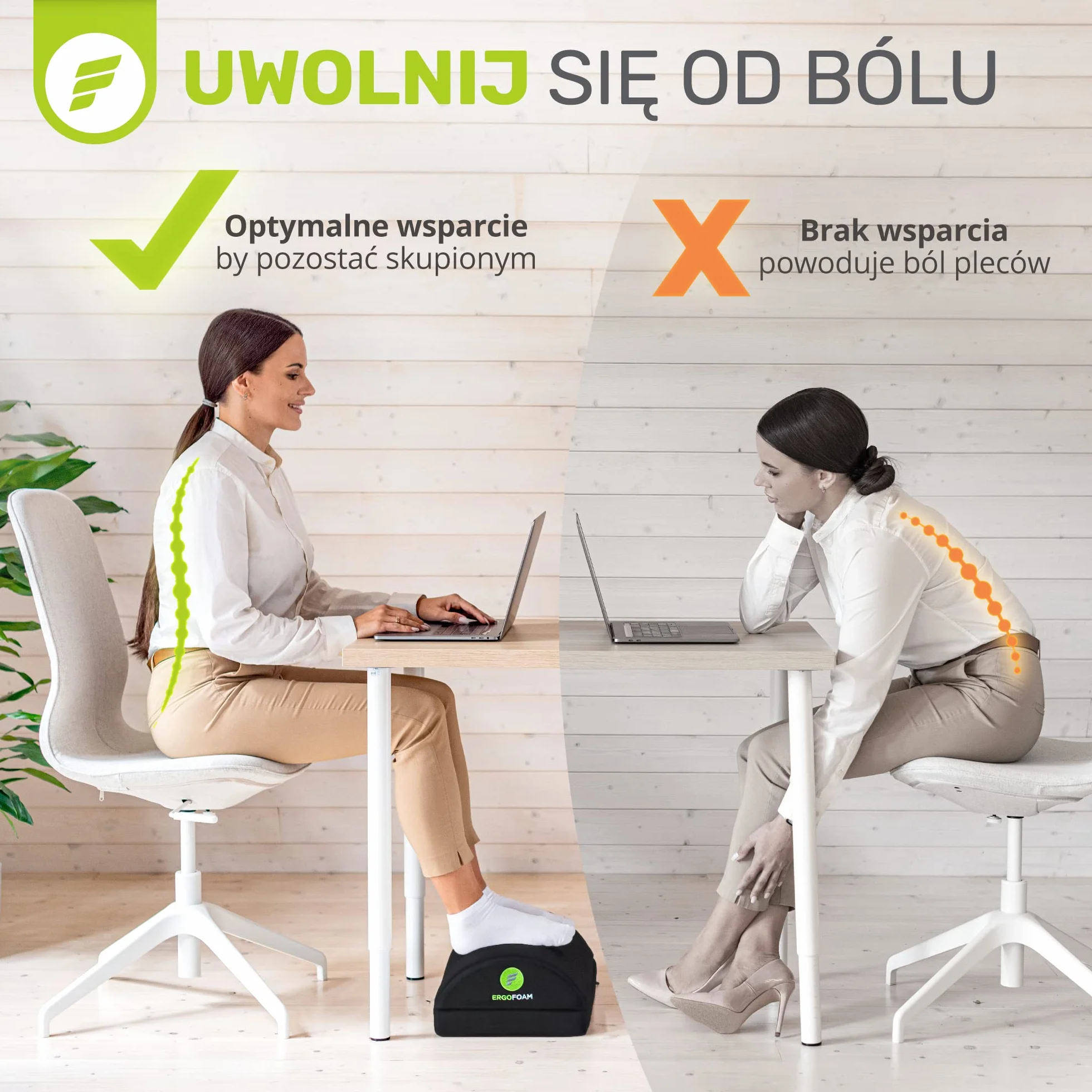 ErgoFoam Regulowany podnóżek pod biurkiem dla dodanej wysokości - duży wysokiej jakości aksamitny miękki piankowy podnóżek na biurko - najwygodniejszy podnóżek na biurku na świecie dla pleców, lędźwiu, bólu kolan (czarny)