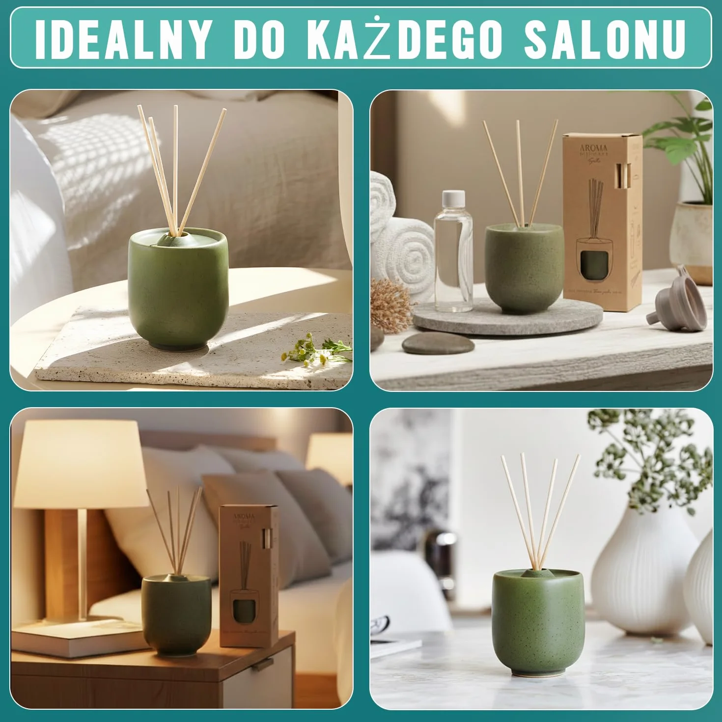 Ceramiczny dyfuzor zapachowy do pomieszczeń o pojemności 100 ml z 5 patyczkami – Dyfuzor zapachowy do domu – Dyfuzor aromaterapeutyczny, dyfuzor olejków eterycznych i aromatów do łazienki i salonu