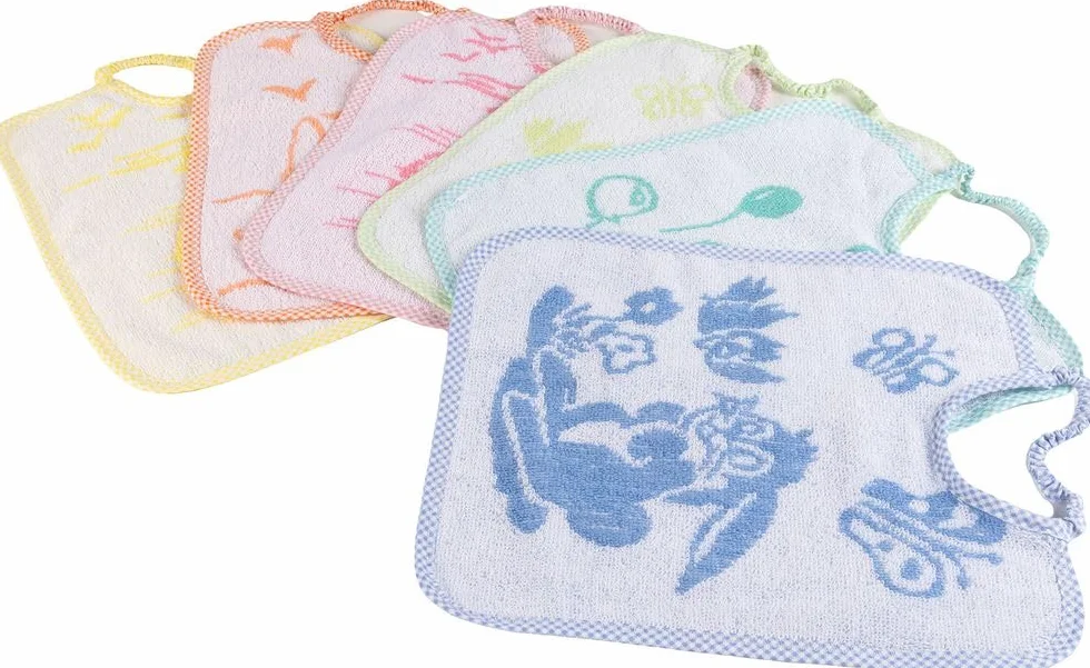 Średni śliniak Baby w gąbce, bez BPA, chłonny, zmywalny i wielokrotnego użytku, z gumką i wzorem żakardowym