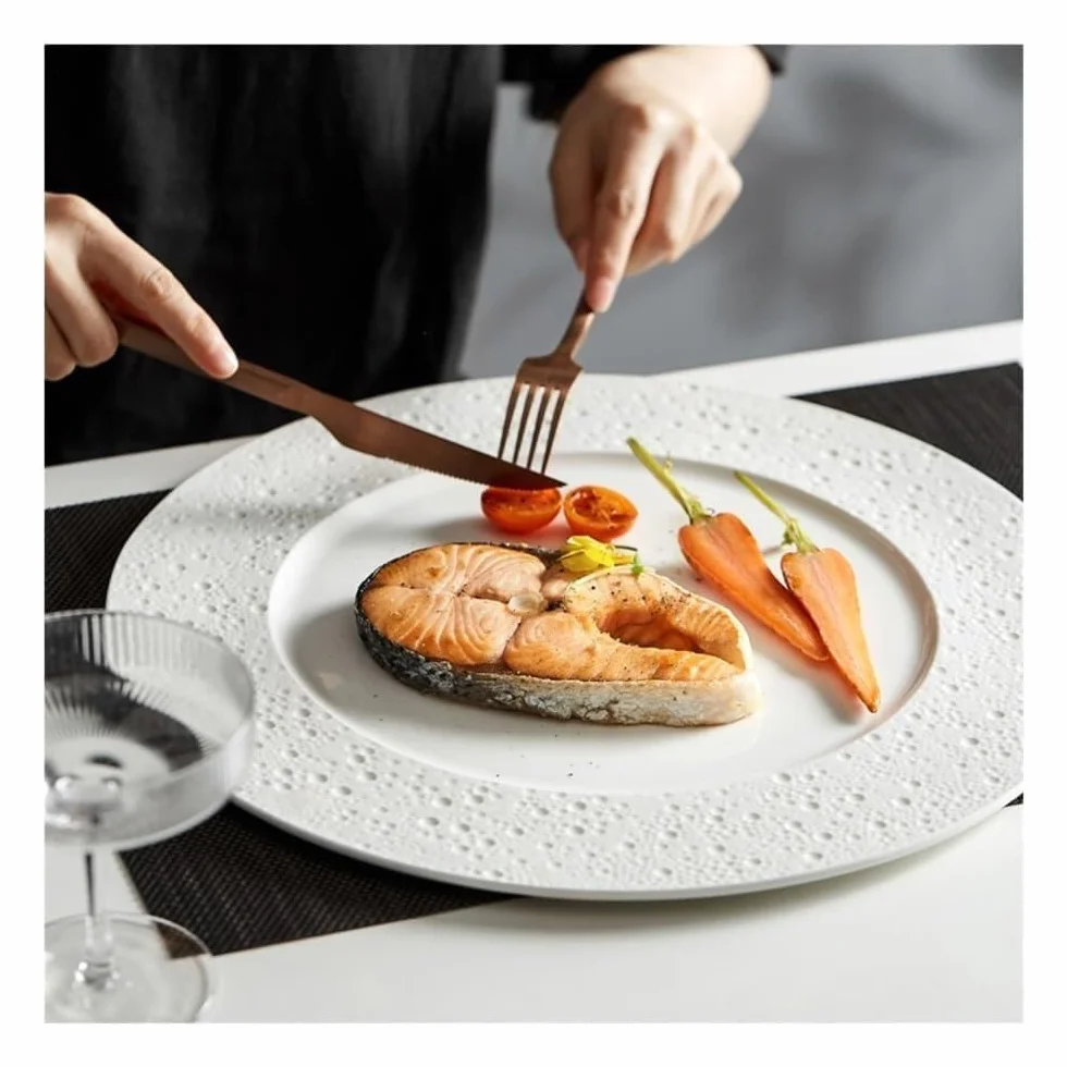 Biały Ceramiczny Talerz Do Steków – 12,5-Calowy Płaski Talerz Jadalny W Stylu Zachodnim Do Makaronów, Steków I Innych Dań – Elegancka Zastawa Stołowa Do Restaur