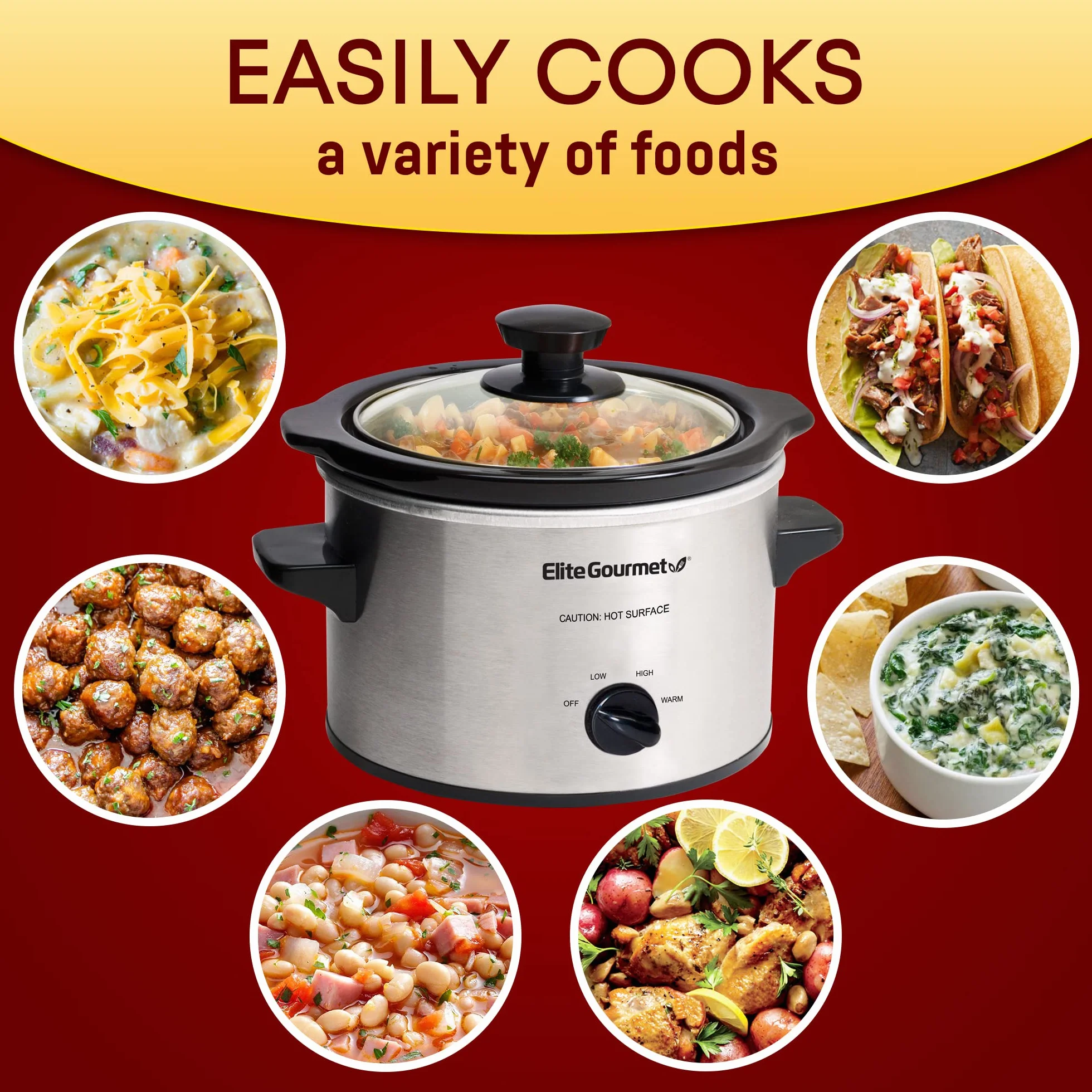 Elite Gourmet MST-250XS Elektryczny garnek do gotowania z ceramicznym zbiornikiem, regulowana temperatura, 1,4 l, stal nierdzewna