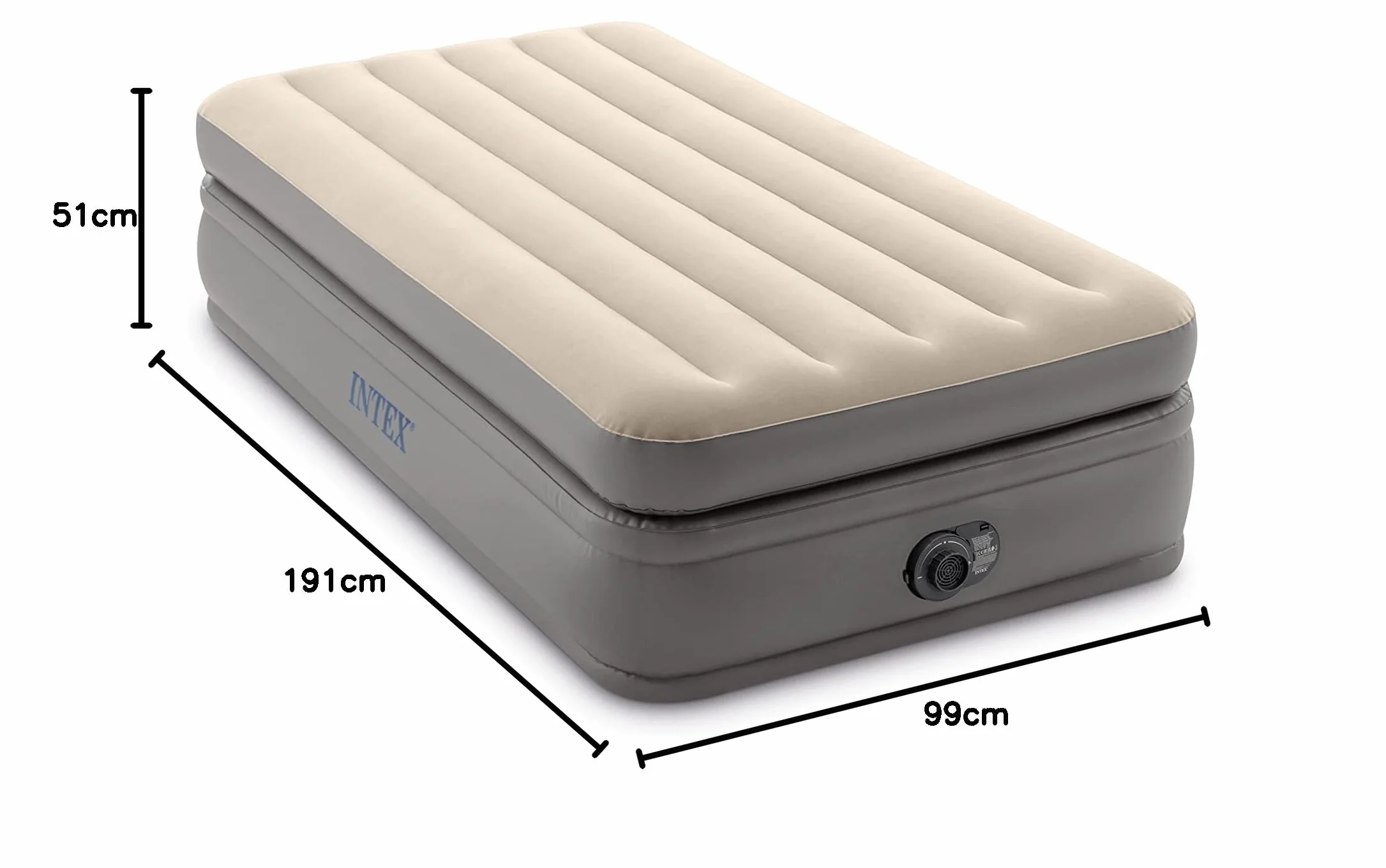 Intex 64162ND Materasso Dura-Beam Prime Comfort Singolo con Pompa Elettrica Incorporata 99x191x51 cm