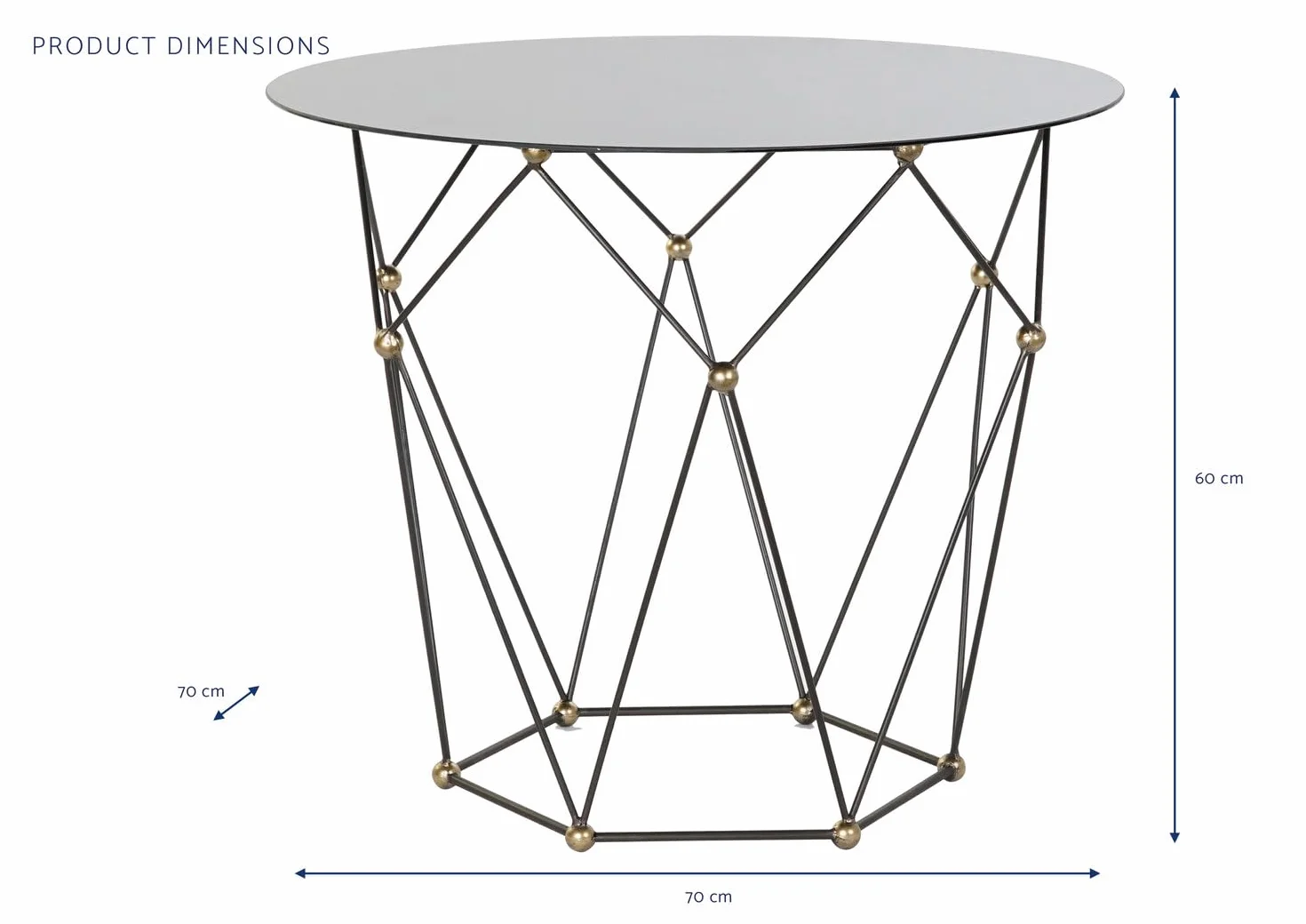 MESITA AUXILIAR METAL CRISTAL 70X70X60 NEGRO_ AlexandreHouse