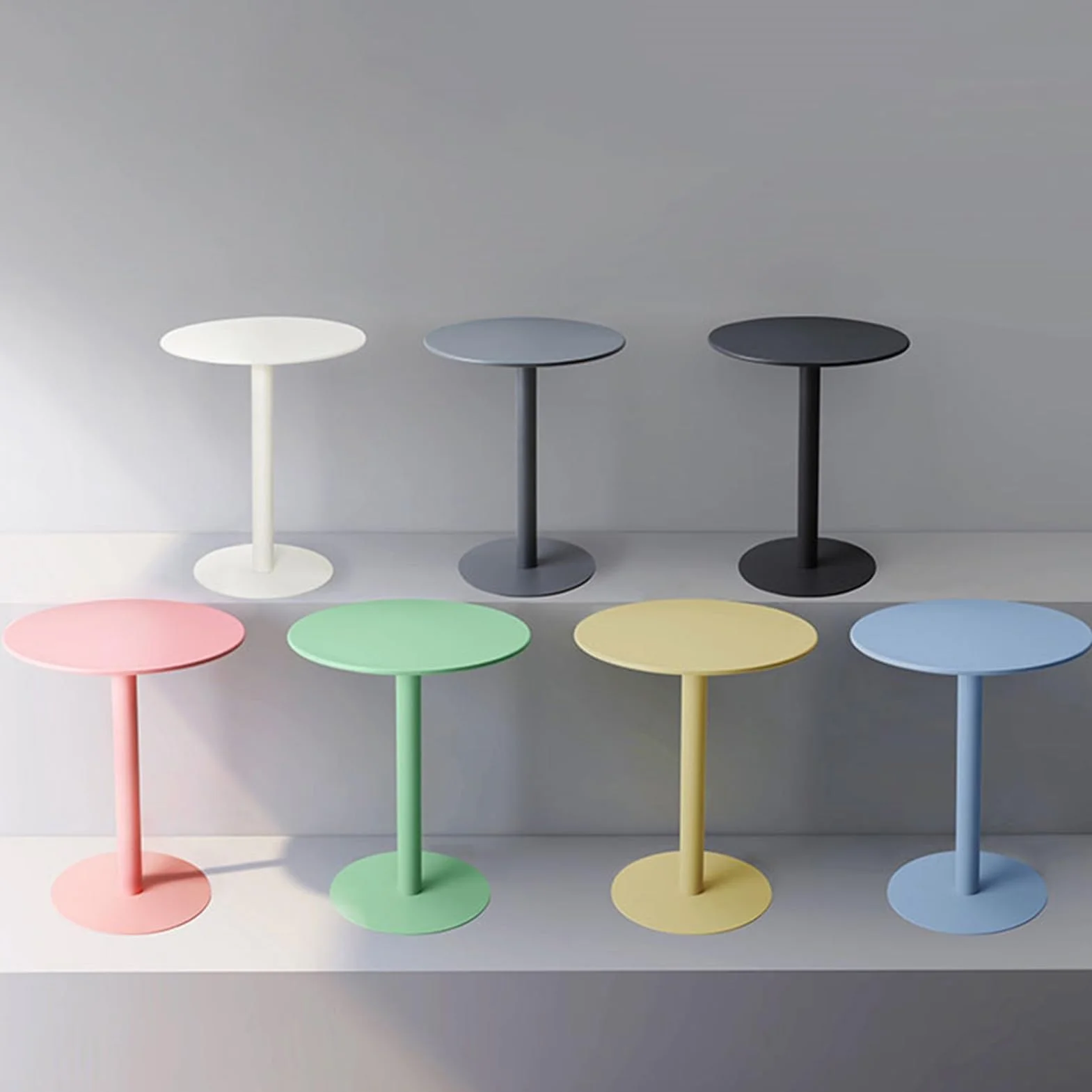 Nowoczesny matowy okrągły stolik pomocniczy metalowy żelazny stolik końcowy do salonu sypialni biura - stylowa szara szafka nocna 48 cm (18,8") stolik kawowy meble