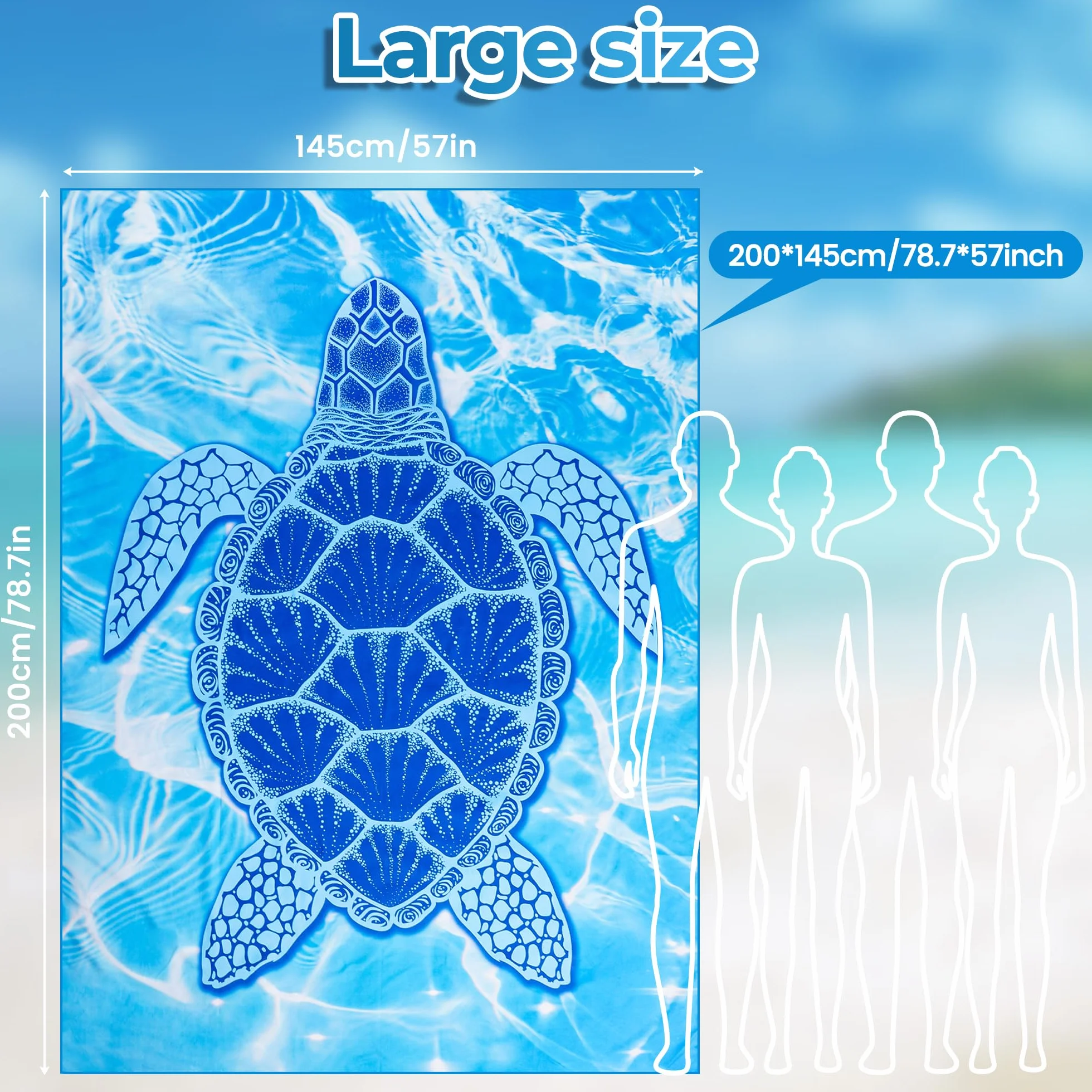 Ręcznik plażowy xxl 200x145 cm, duży, szybkoschnący ręcznik z mikrofibry, ręcznik kąpielowy bez piasku, koc plażowy, ręcznik plażowy damski