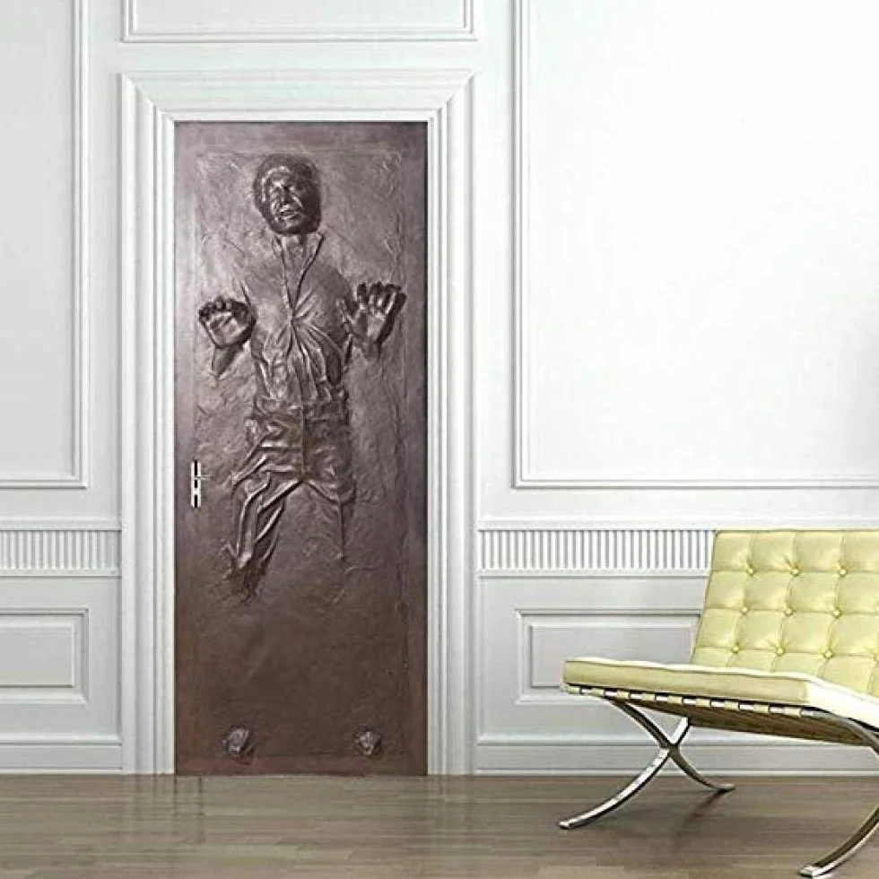 Naklejka na drzwi 3D, obraz ścienny, tapeta na drzwi, samoprzylepna Han Solo Carbonite, Home Design, wykonanie na specjalne zamówienie, 90 x 200 cm