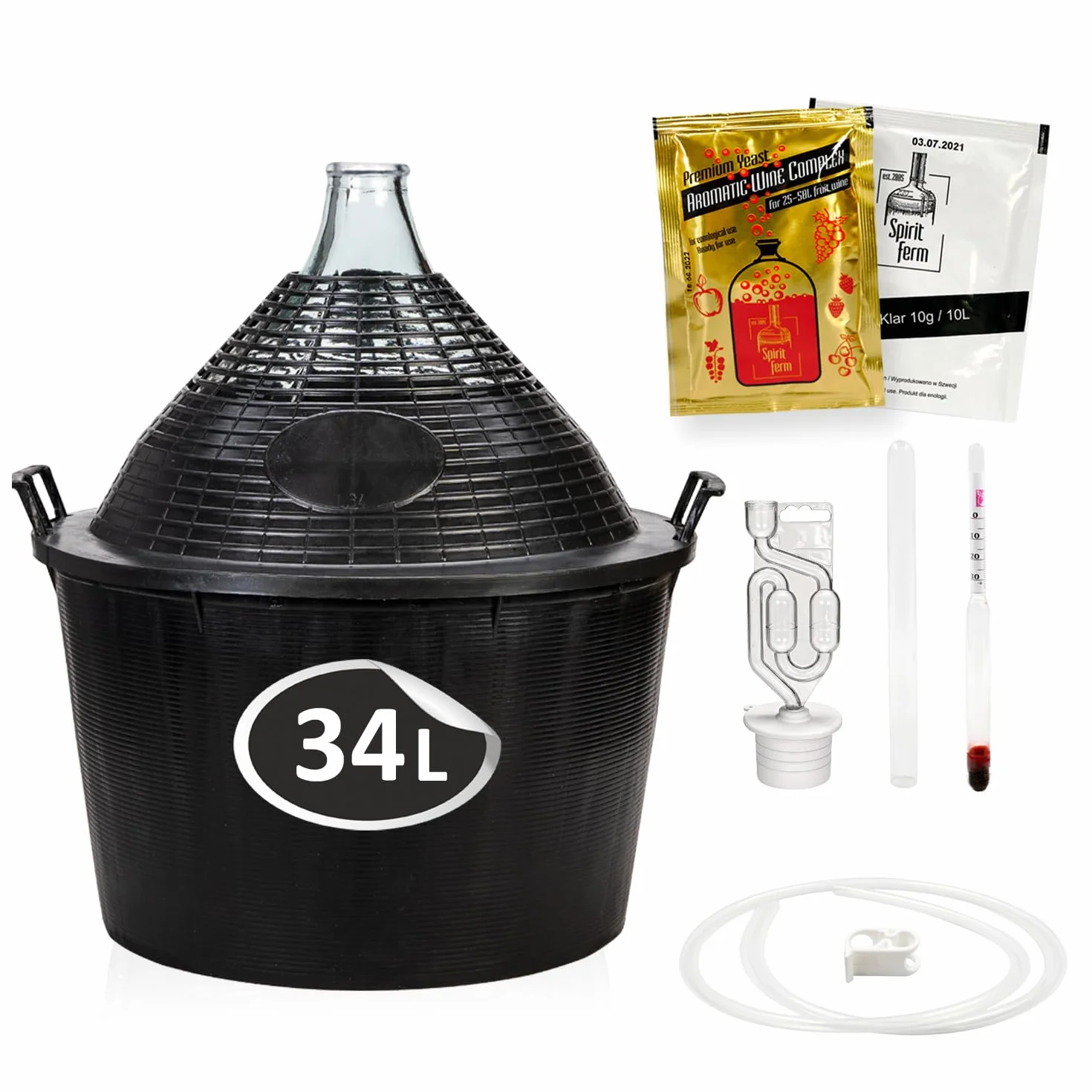 Zestaw do produkcji wina z balonem do wina i akcesoriami do domowego wina (34 l)