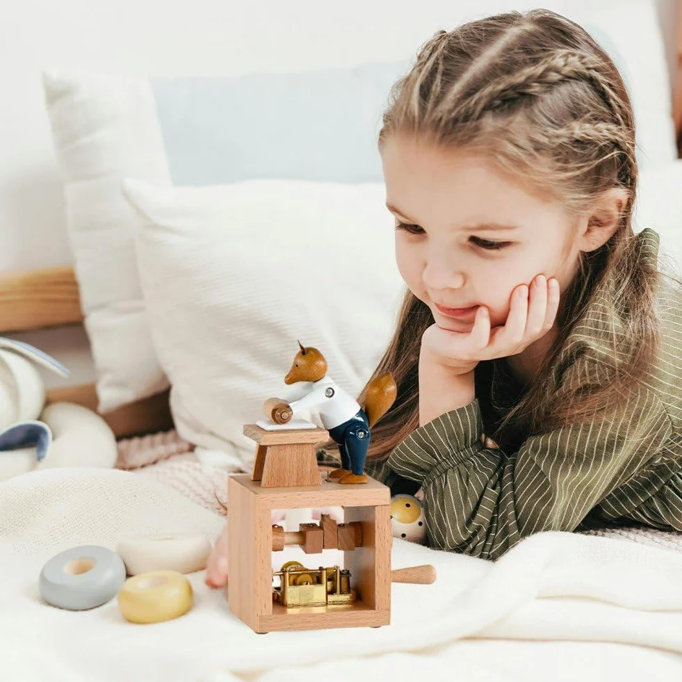 Wind Up pozytywka drewniane pudełko drewniane rzemiosło retro prezent urodzinowy vintage akcesoria do dekoracji wnętrz