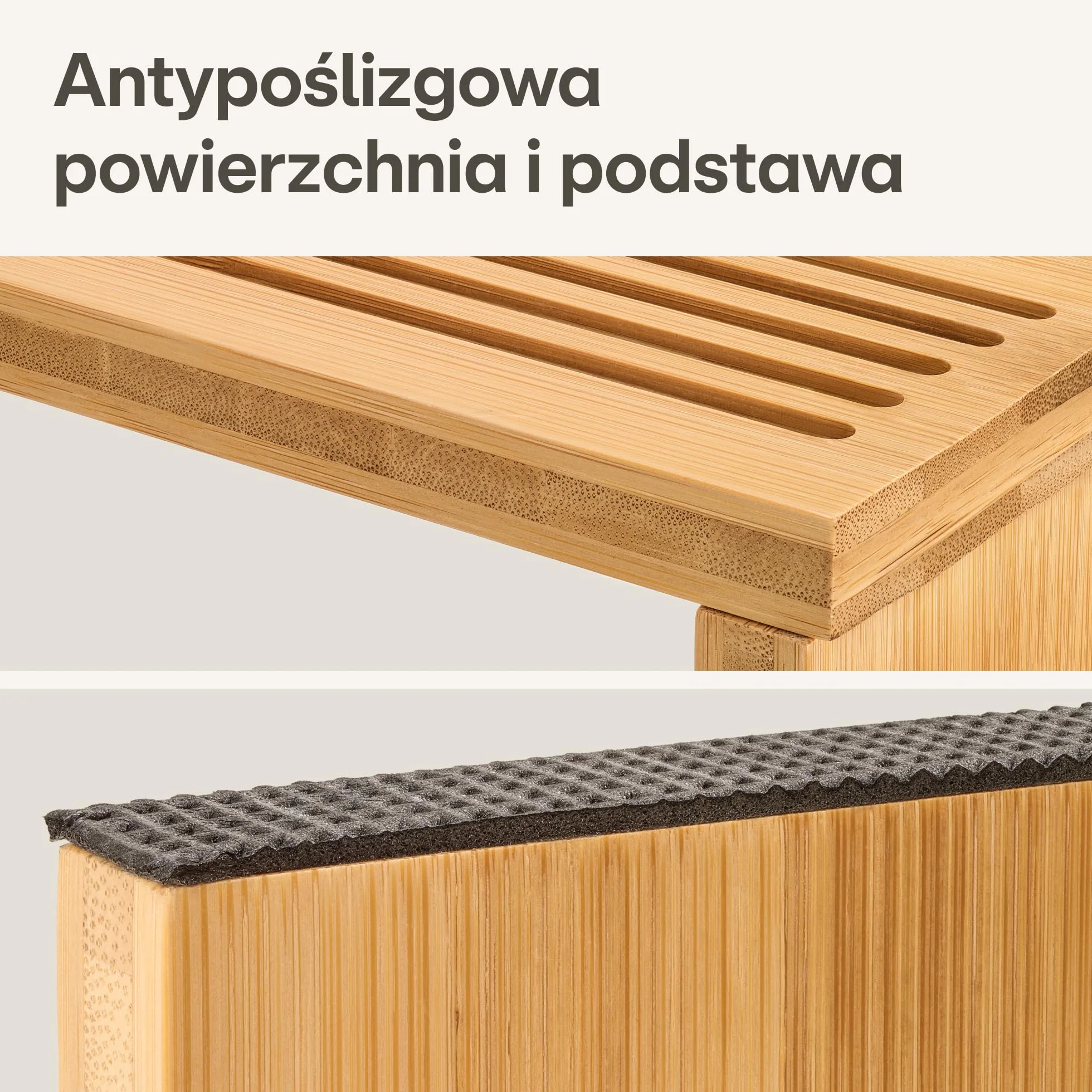 Praknu Składany Stołek Toaletowy z Bambusa FSC® - 𝗔𝗻𝘁𝘆𝗽𝗼ś𝗹𝗶𝘇𝗴𝗼𝘄𝘆 Stołek WC dla Dorosłych - Ergonomiczny Stołek do Łazienki