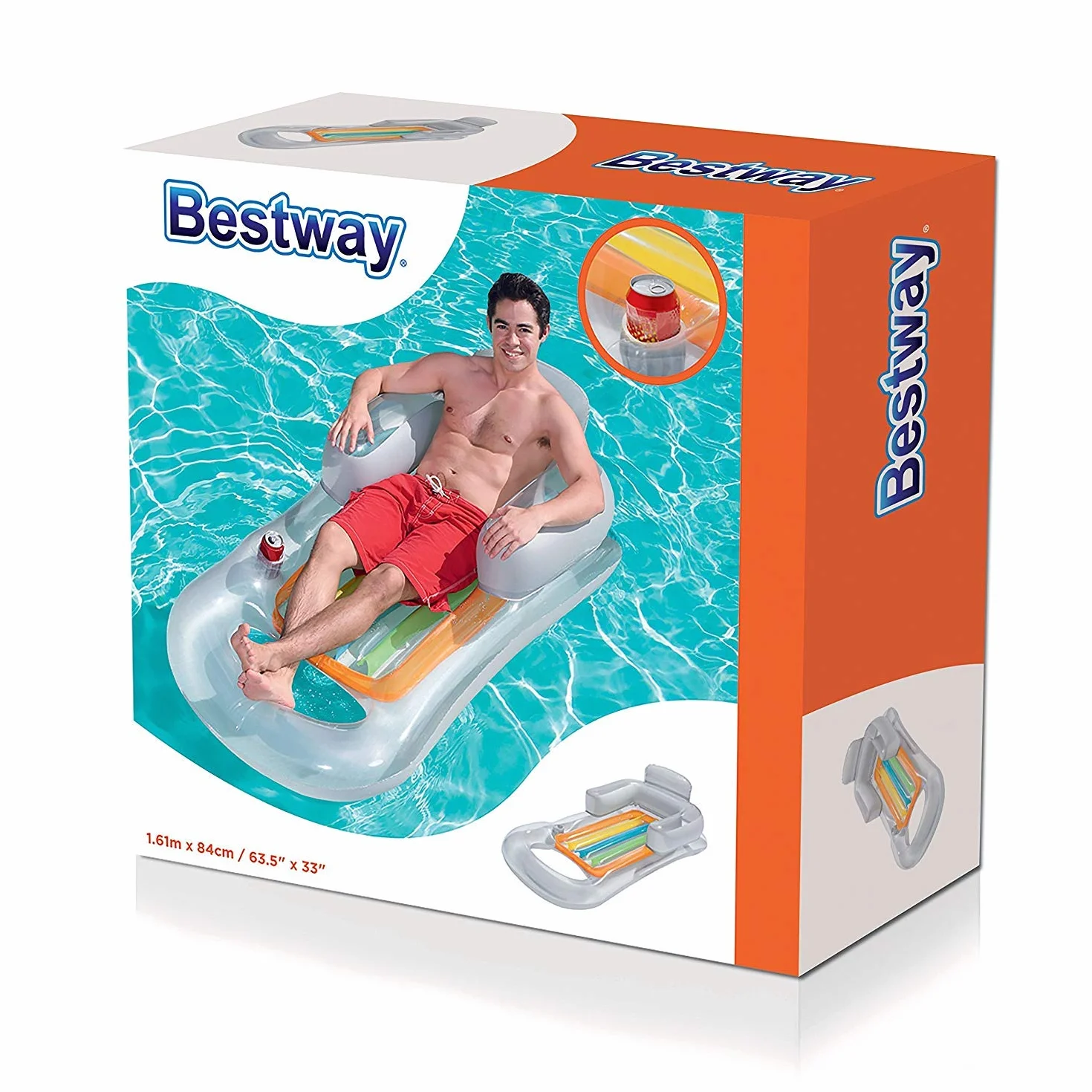 Bestway Materac dmuchany 161 x 84 cm designerski (szary, 161 x 84 cm)