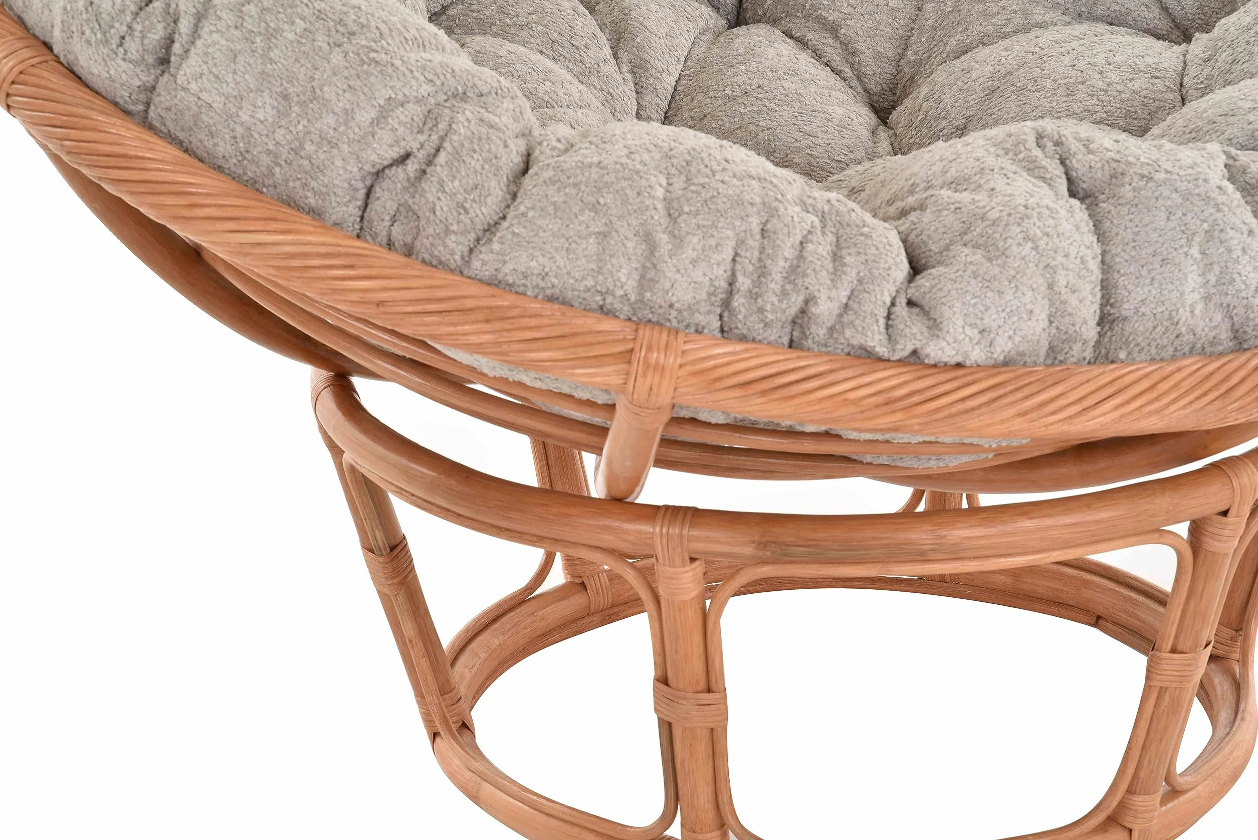 Papasan fotel XXL z poduszką Relax Papasan fotel naturalny Rattan fotel leżakowy (Ø120cm, terakota)
