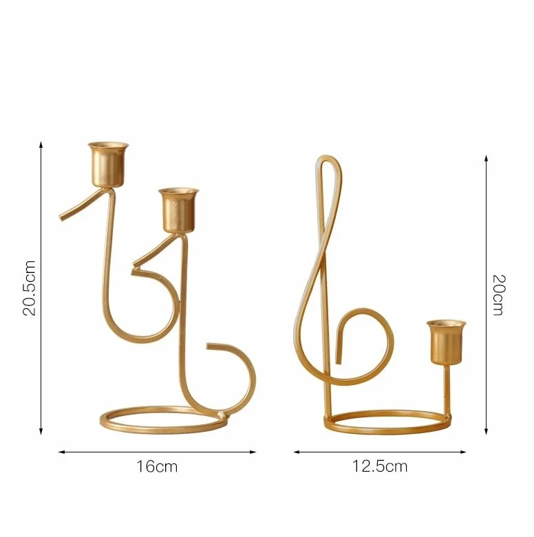 Świecznik Iron Art Nuty Muzyka Świecznik zapachowy Ozdoby Romantyczny ślub Kolacja przy świecach Nowoczesna Canlder (Color : 1 top golden)