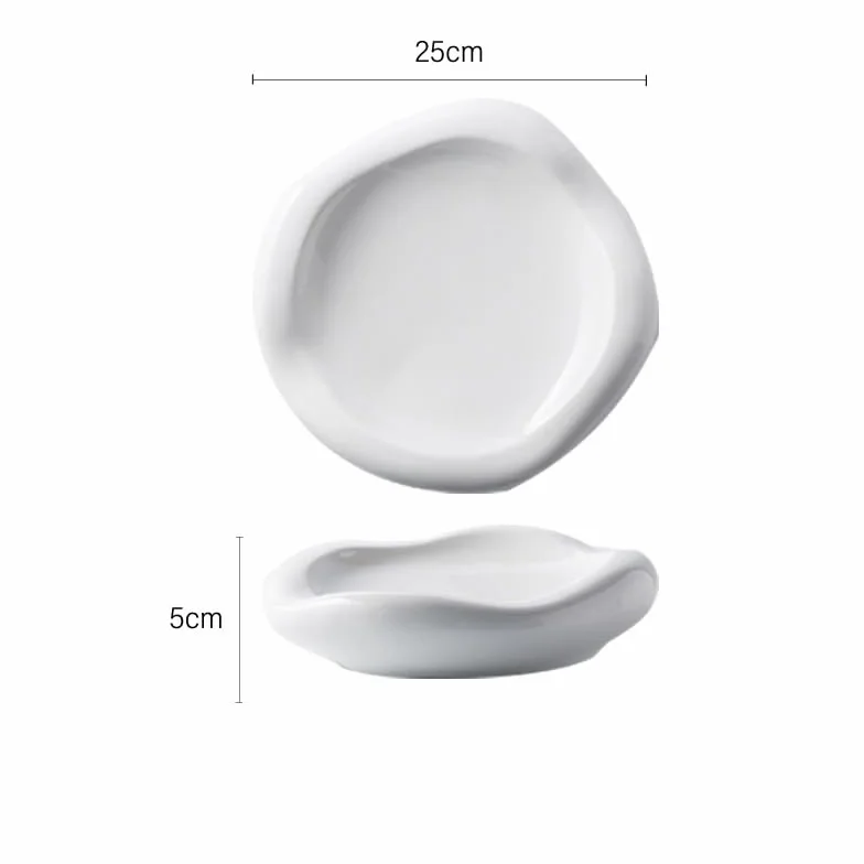 Kreatywne ceramiczne talerze obiadowe do zachodniego hotelu, restauracji, specjalny kształt, biała chmura, artystyczny design, deser, ciasto, czysta zastawa stołowa salaterka kuchenna