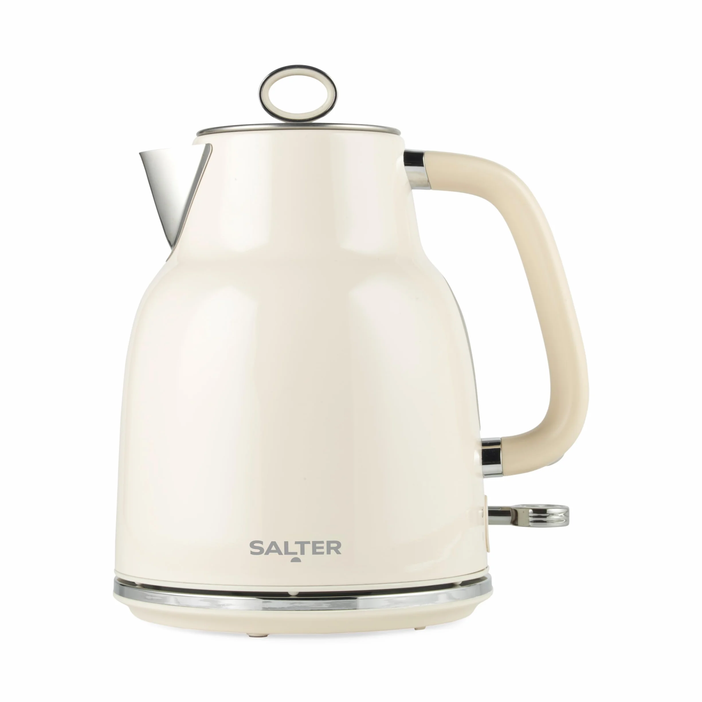 Salter Czajnik Retro 1,7 l – szybkie gotowanie 3 kW, podstawa 360°, wyjmowany filtr wapienny, bezprzewodowy, okienko poziomu wody, czujnik gotowania na sucho i automatyczne wylaczanie, krem