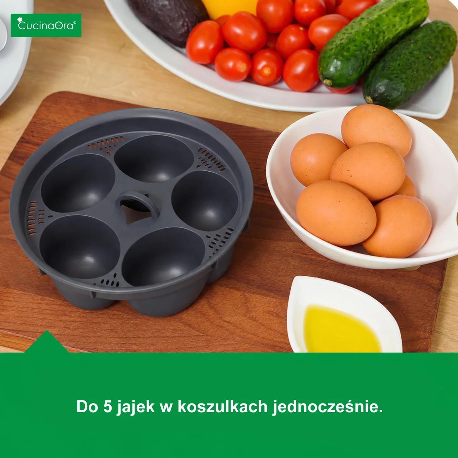 steamEGGS Wkład do Gotowania Jajek - Forma na 5 jajek - Kompatybilny z Akcesoriami Kuchennymi MC Smart Connect