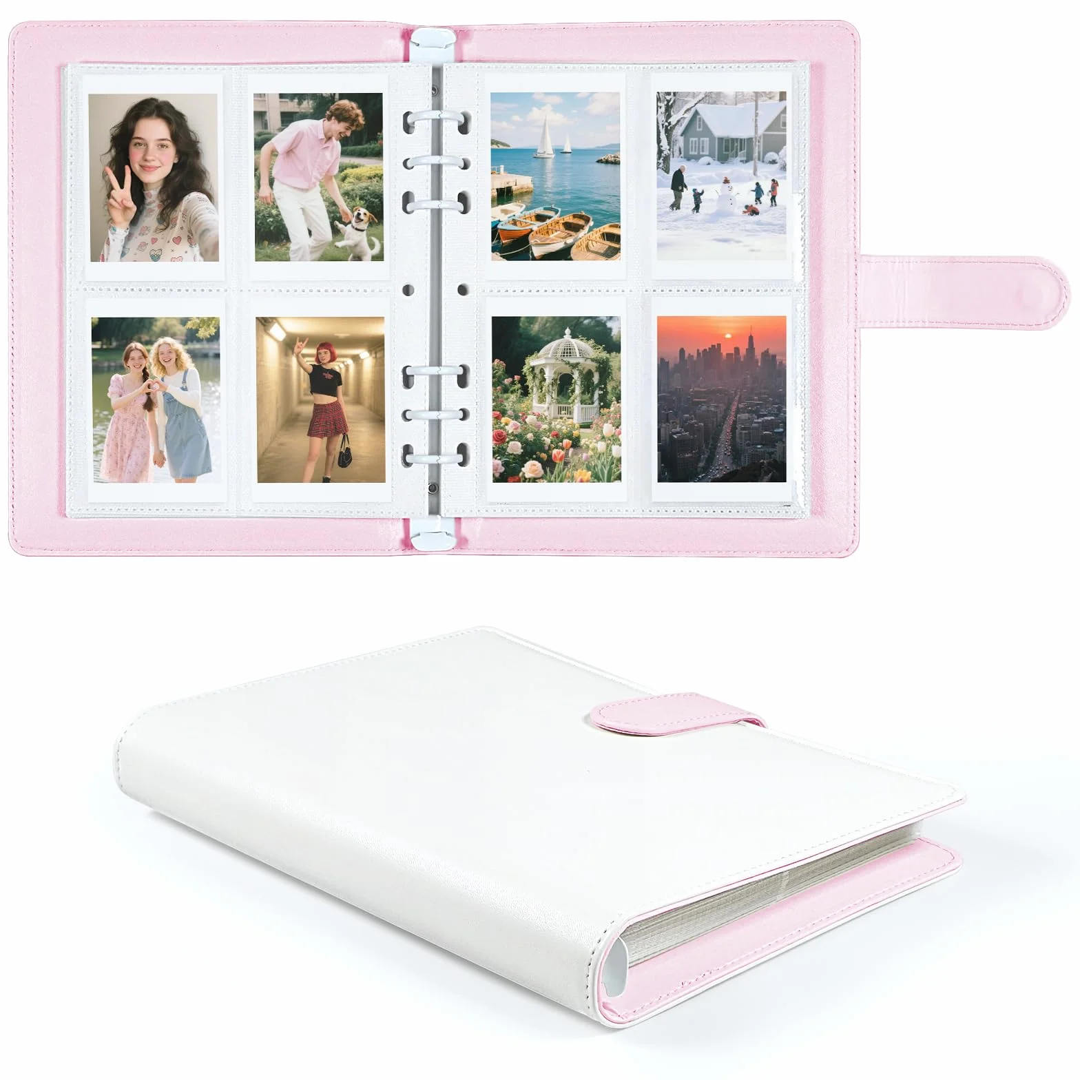 Album fotograficzny 200 zdjęć, 5 x 7 cm, do ponownego napełniania, ze skóry PU, ze stronami, kompatybilny z Fujifilm Instax Mini 12, 11, 9, 8+, 8, 99, 40, 90, 7, EVO LiPlay, Polaroid Snap/PIC-300