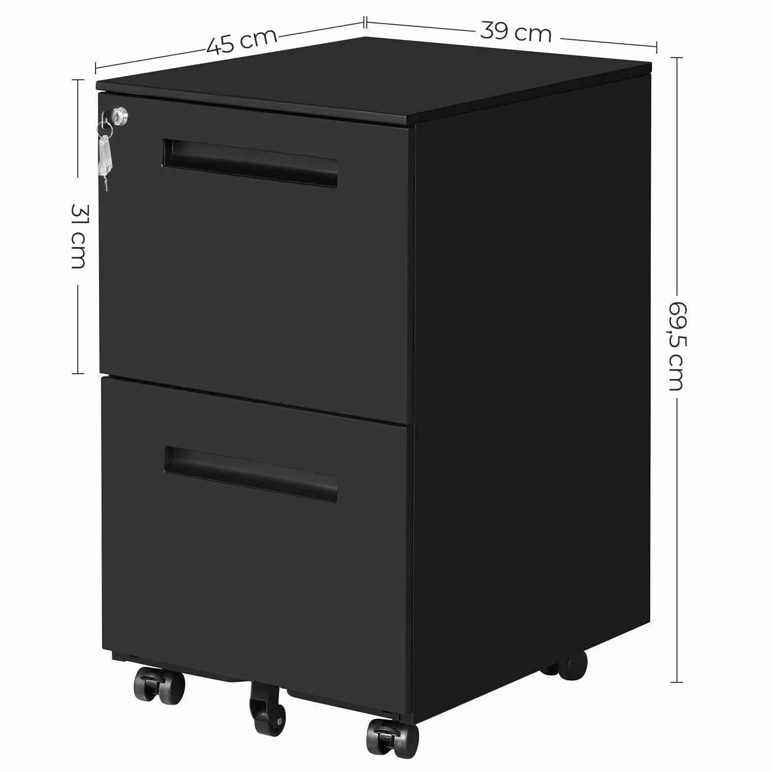 Songmics Szafka Stalowa Matowy Czarny 39x45x69,5 cm