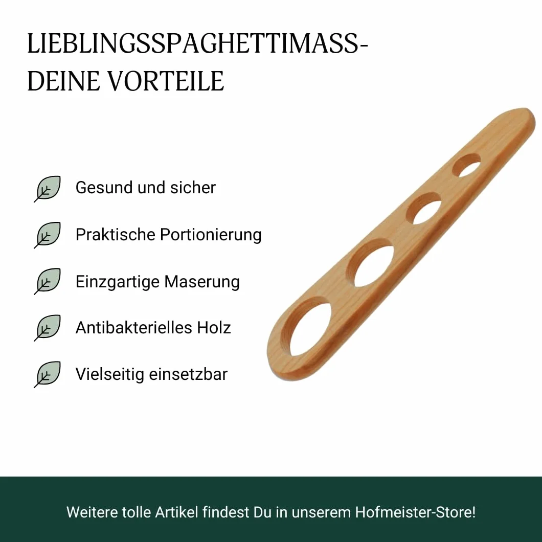 HOFMEISTER® miarka do spaghetti, 4 porcje, olejowana, z drewna wiśniowego, czerwonawa barwa z typowym rysunkiem słojów w drewnie, 22,5 cm