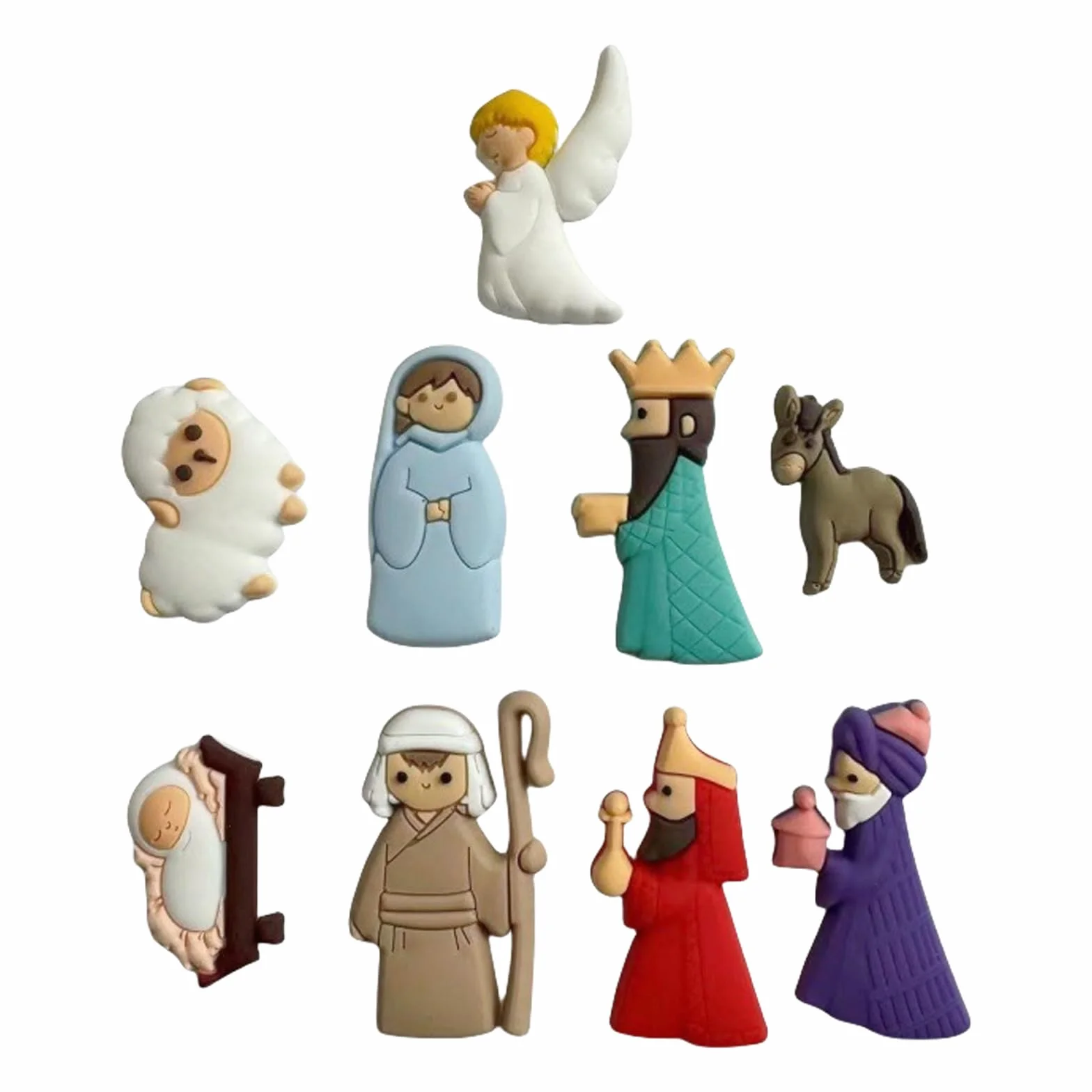 Łatki do szopki bożonarodzeniowej z PVC, miniaturowe figurki, ozdoby świąteczne, zawieszki, zestaw 9 sztuk