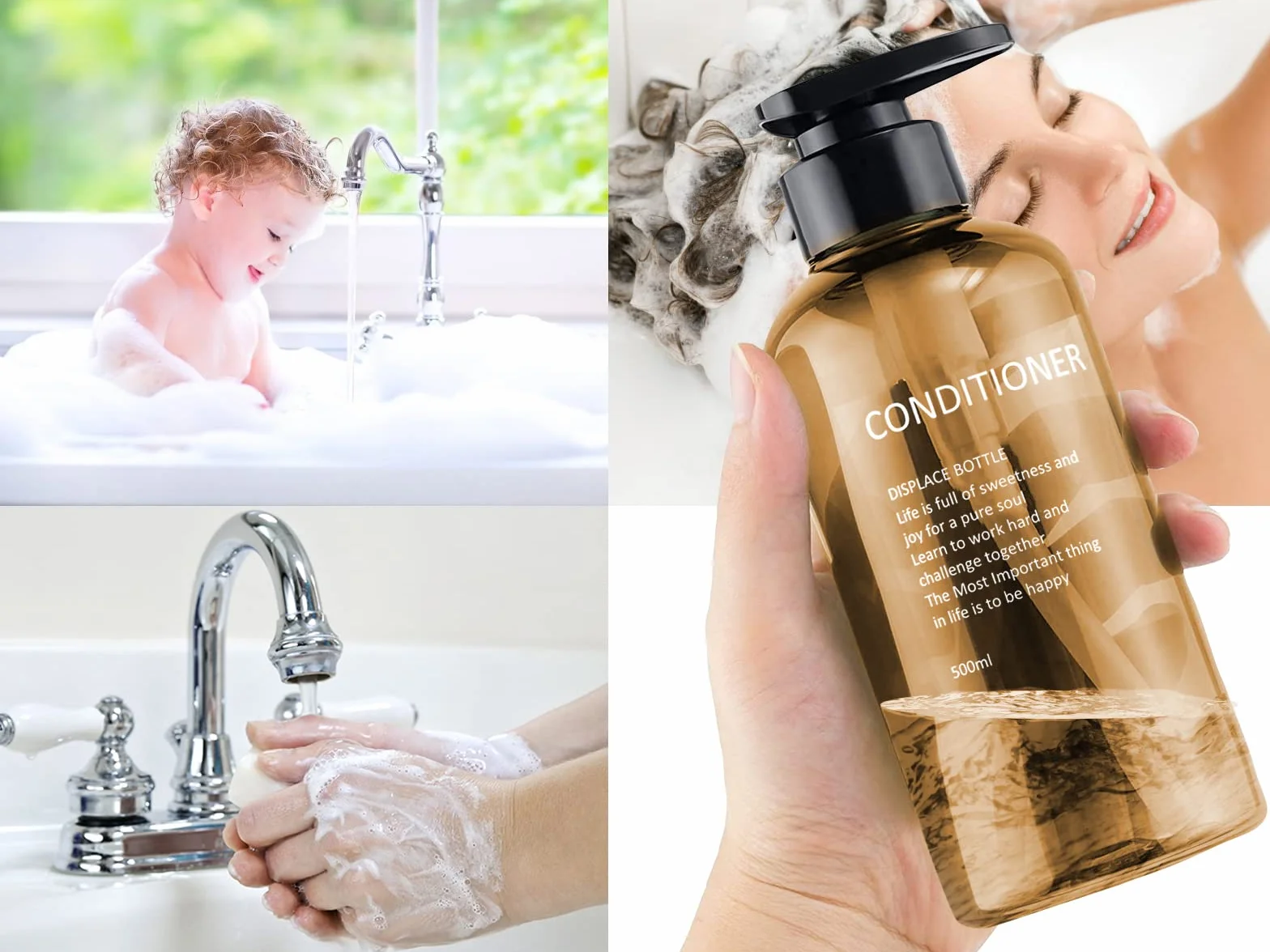 Butelki na szampon do napełniania, dozownik mydła, tworzywo sztuczne, z pompką, żółte, 500 ml, 3 sztuki, dozownik szamponu, pusta butelka na żel pod prysznic, dozownik do łazienki