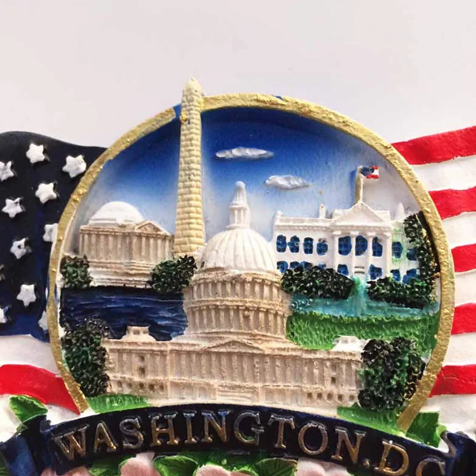 Stolica Stanów Zjednoczonych Waszyngton pomnik Waszyngton D.C. Ameryka USA magnes na lodówkę 3D żywica ręcznie robiona rękodzieło turystyczne podróż miasto pamiątka kolekcja list naklejka na lodówkę