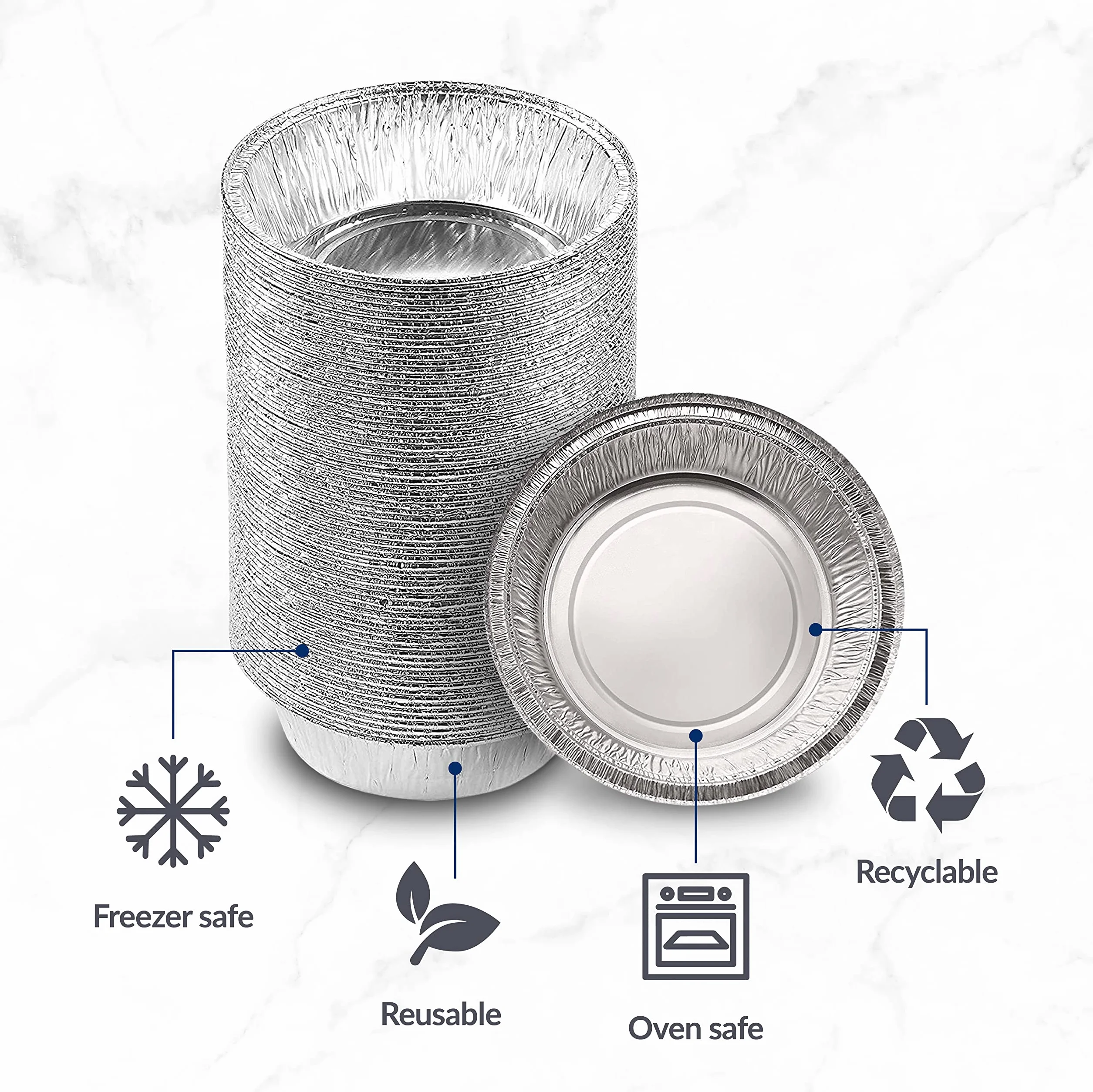ebake Naczynia Foliowe Do Ciasta - Aluminiowe Okrągłe Blachy Jednorazowe 12 cm (60 Sztuk) - Do Pieczenia Pukka, Pasterskiego, Stekowego