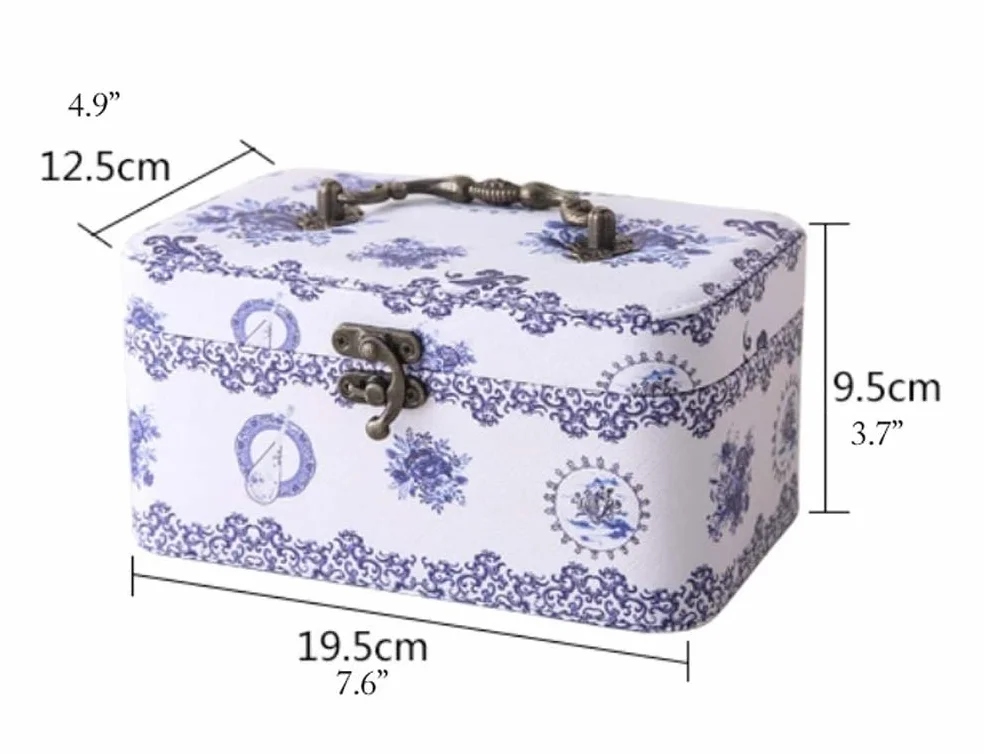 Pudełko na biżuterię 2-warstwowe, eleganckie, skórzane pudełko do przechowywania w stylu retro