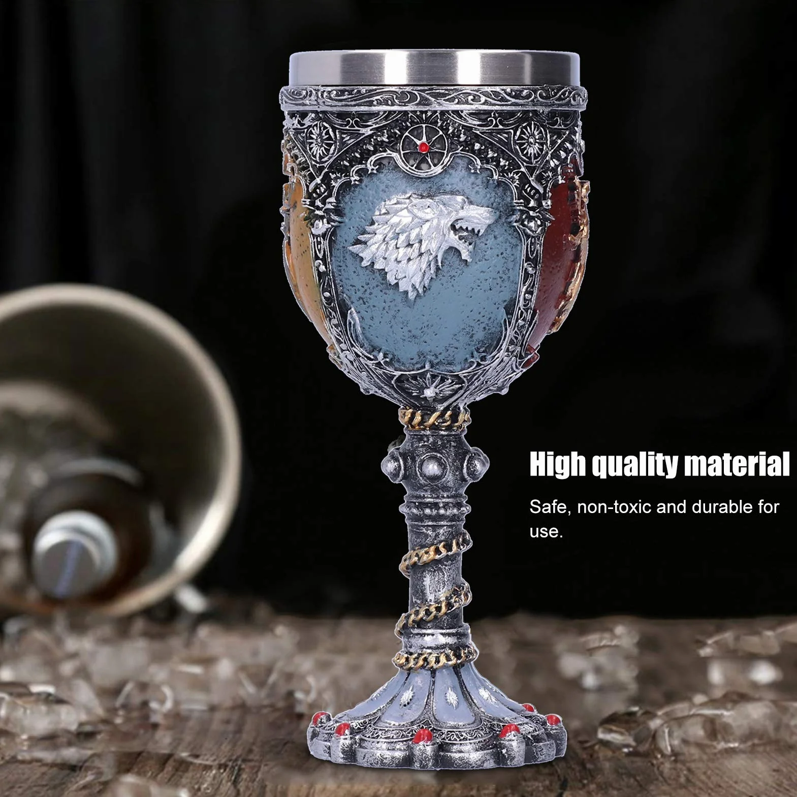 Kufel do Piwa z Unikalnym Wzorem 3D Viking, Naczynia do Picia na wodę, Kielich do Wina Kubek Whisky na Halloween Bar Party Supplies Dekoracje Urodzinowe (18x7cm)