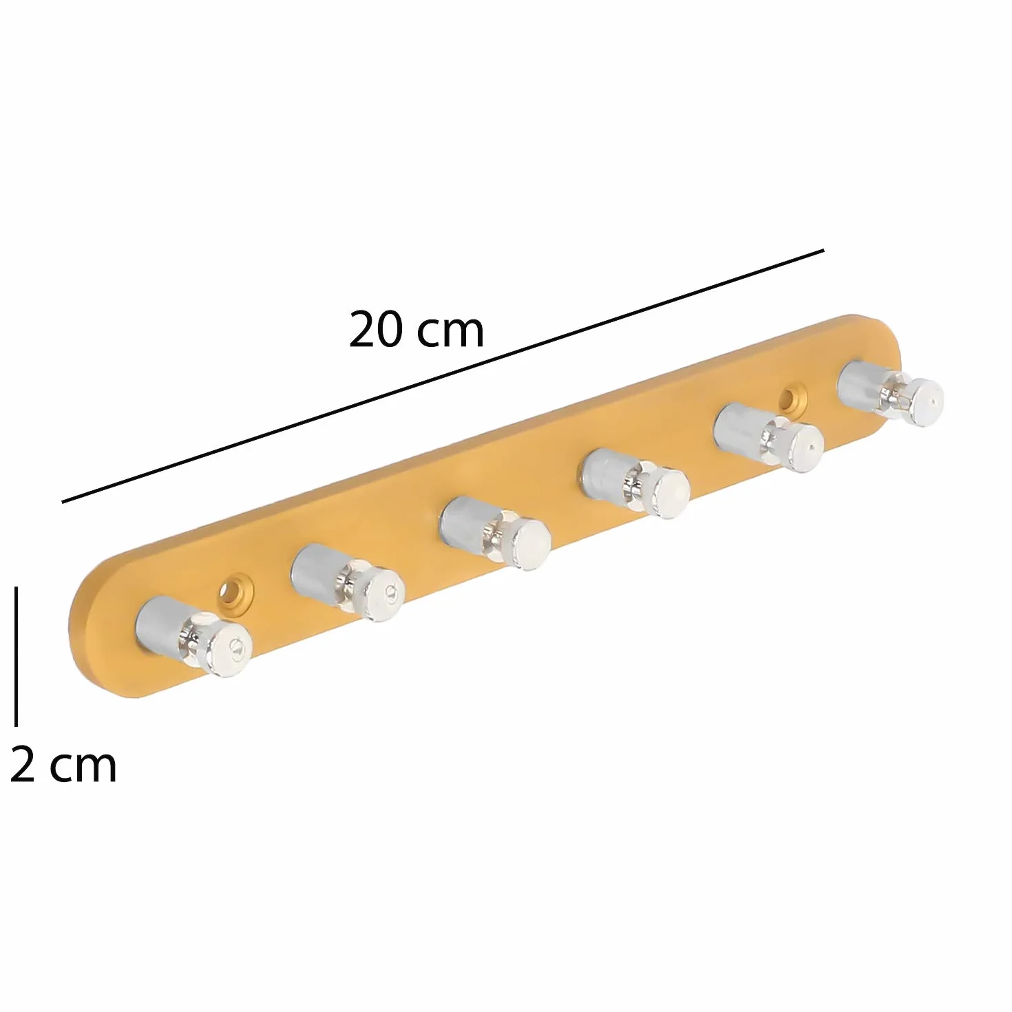 Webelkart JaipurCrafts Aluminiowy i ABS dekoracyjny 6-pinowy złoty uchwyt na klucze (wys. 2,50 x szer. 20,00 x gł. 3,00 cm)