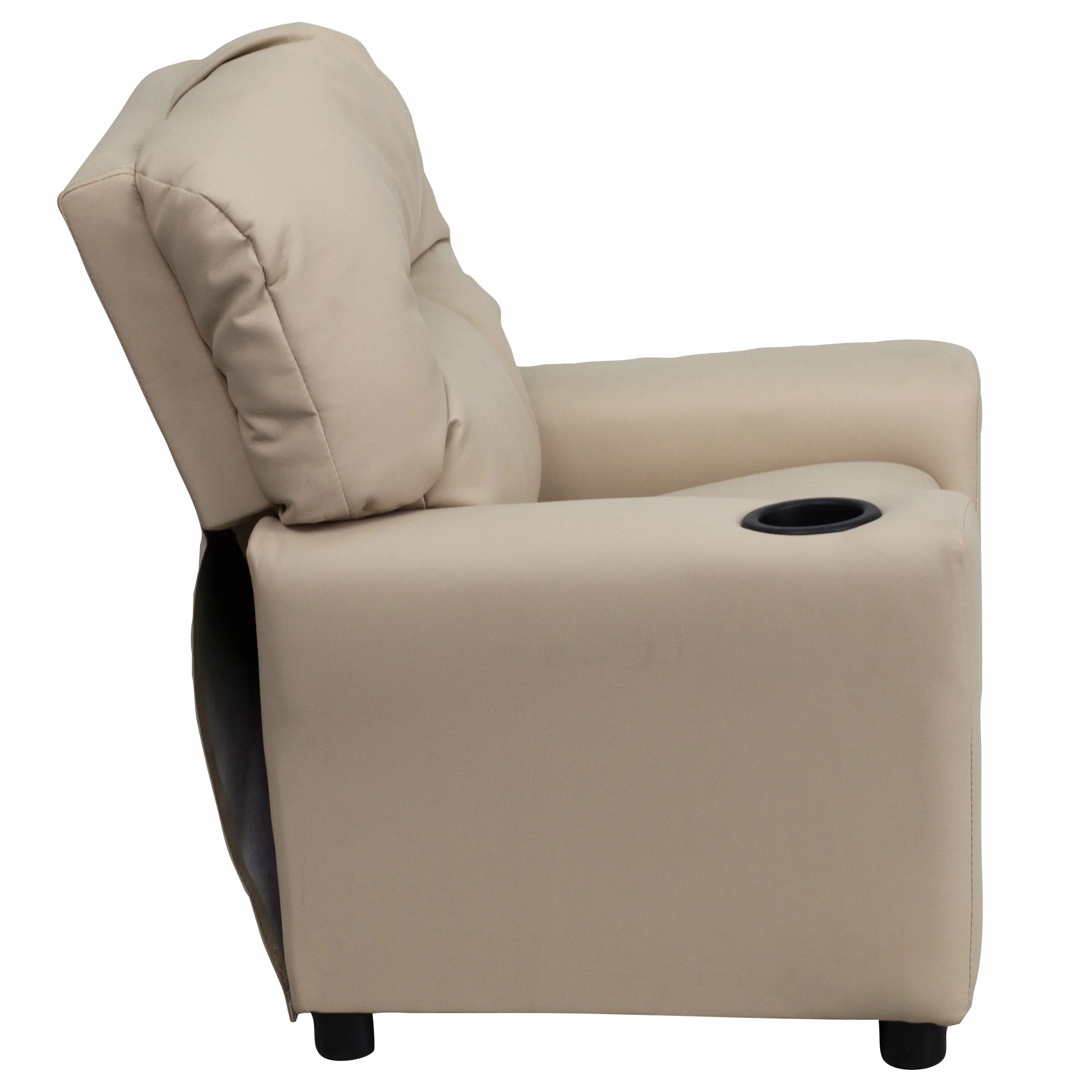 Flash Furniture Współczesny leżak dziecięcy z uchwytem na kubki, drewno, beżowy winyl, 66,04 x 53,34 x 53,34 cm