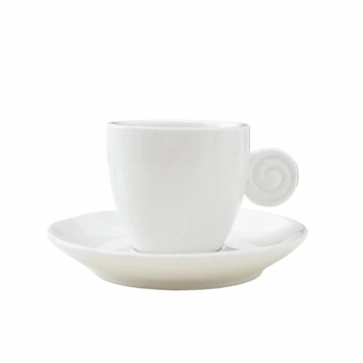 Duże ceramiczne kubki do kawy, Zestaw porcelanowych kubków do kawy i spodków 90 cm3, wielokolorowy, 2 sztuki(Light White Mug)