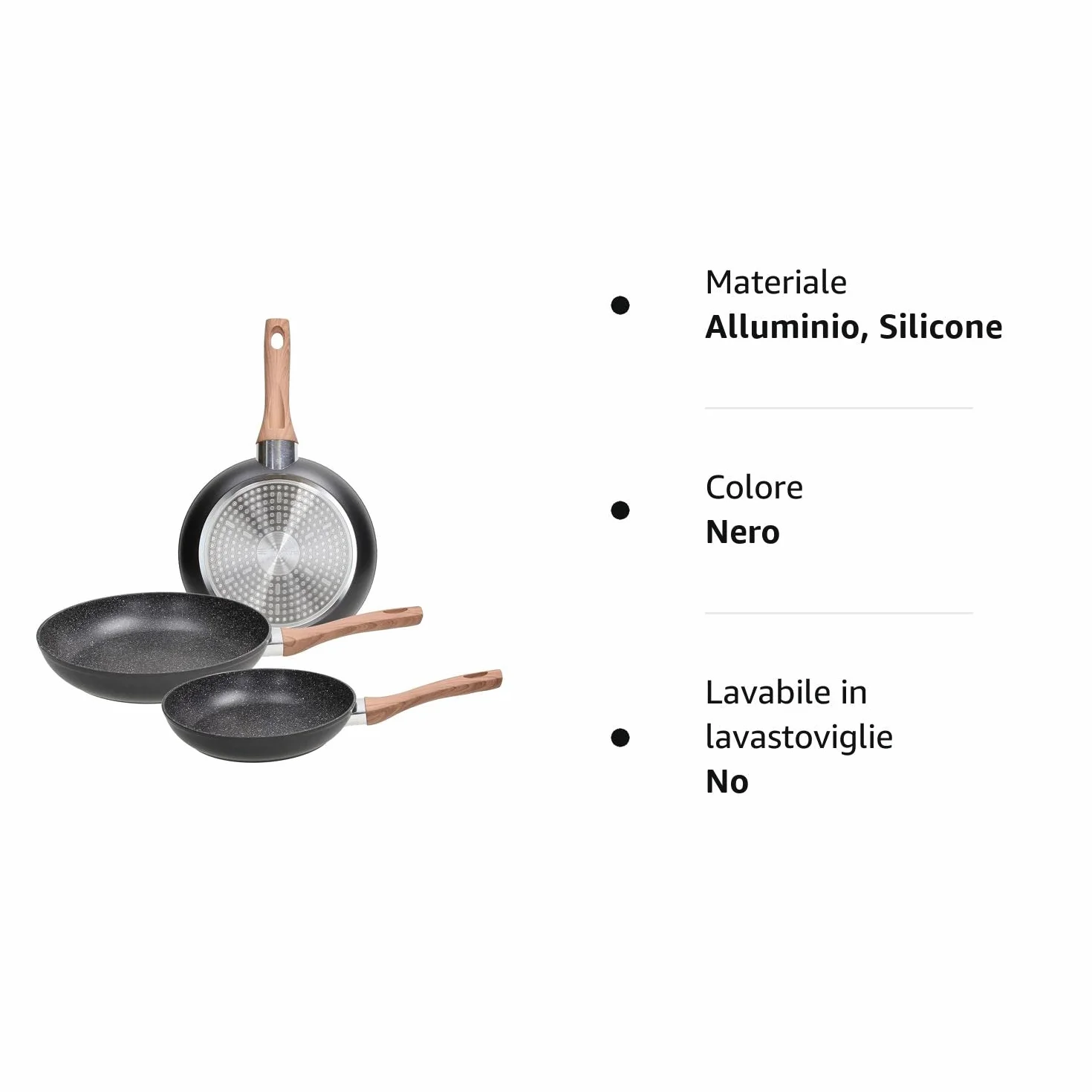 Tognana 3-częściowy zestaw patelni 20-24-28 cm, z aluminium, nadaje się również do płyt indukcyjnych, kolor czarny.