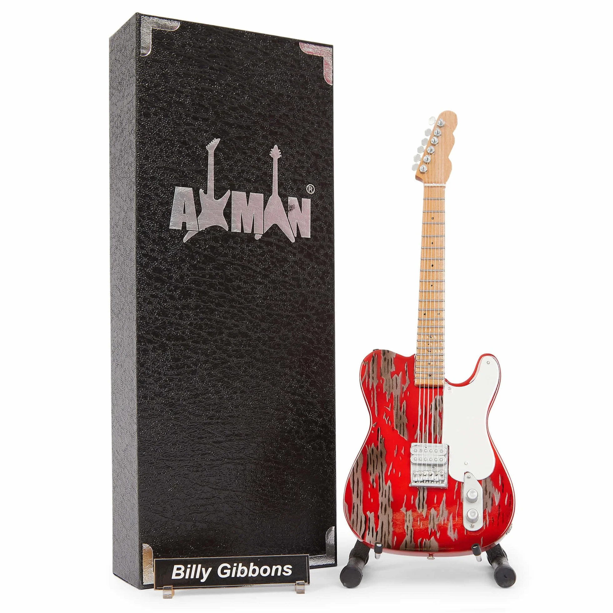 Axman Billy Gibbons - John Bolin Peeler T-Style: Miniaturowa replika gitary - Prezenty muzyczne - Ręcznie robione ozdobne skala 1/4 - zawiera pudełko ekspozycyjne, plakietkę z imieniem i miniaturowy