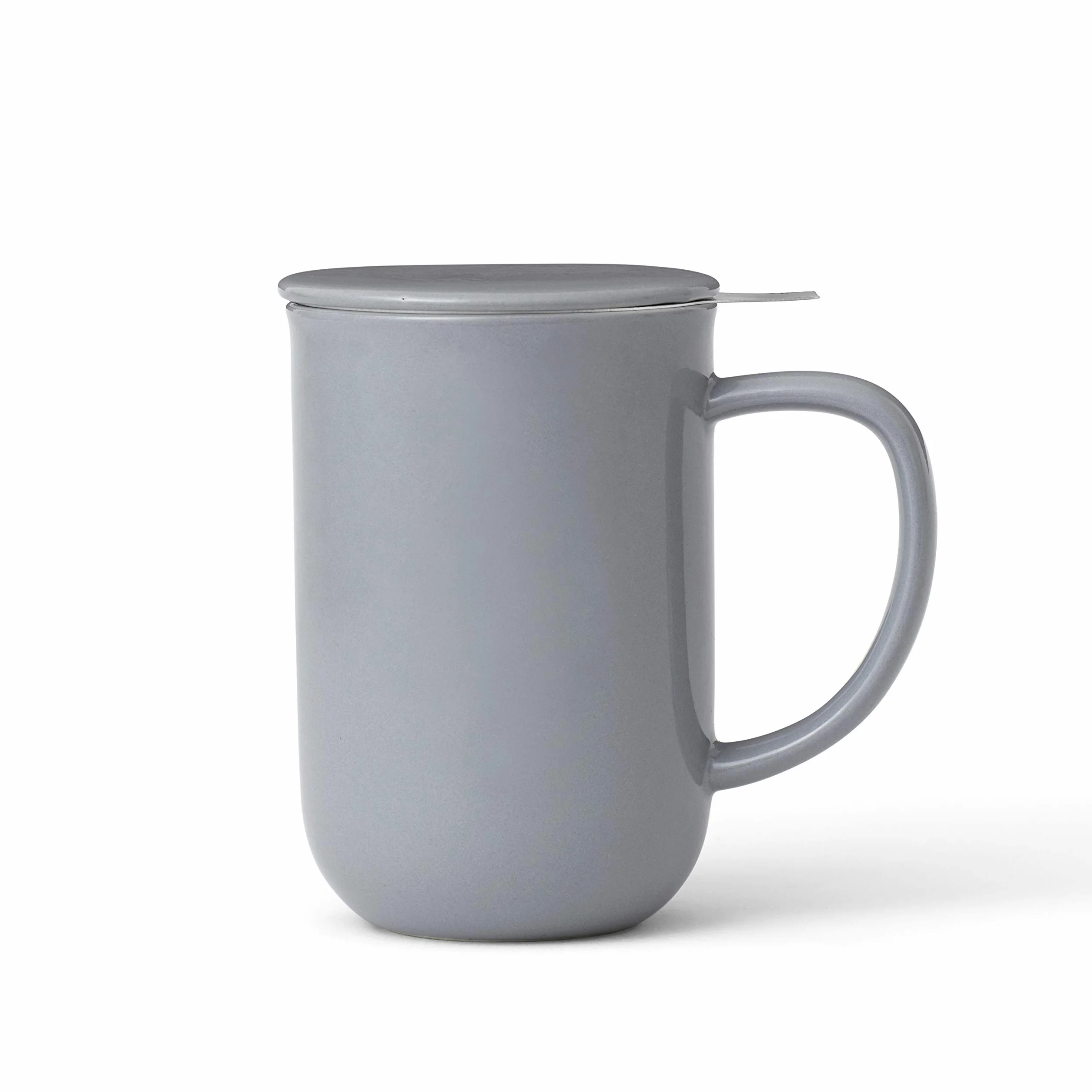Viva Scandinavia Porcelanowa Filiżanka do Herbaty z Sitkiem, Kubek z Pokrywką i Uchwytem, Sitko ze Stali Nierdzewnej, 0,55 Litra, Niebieski