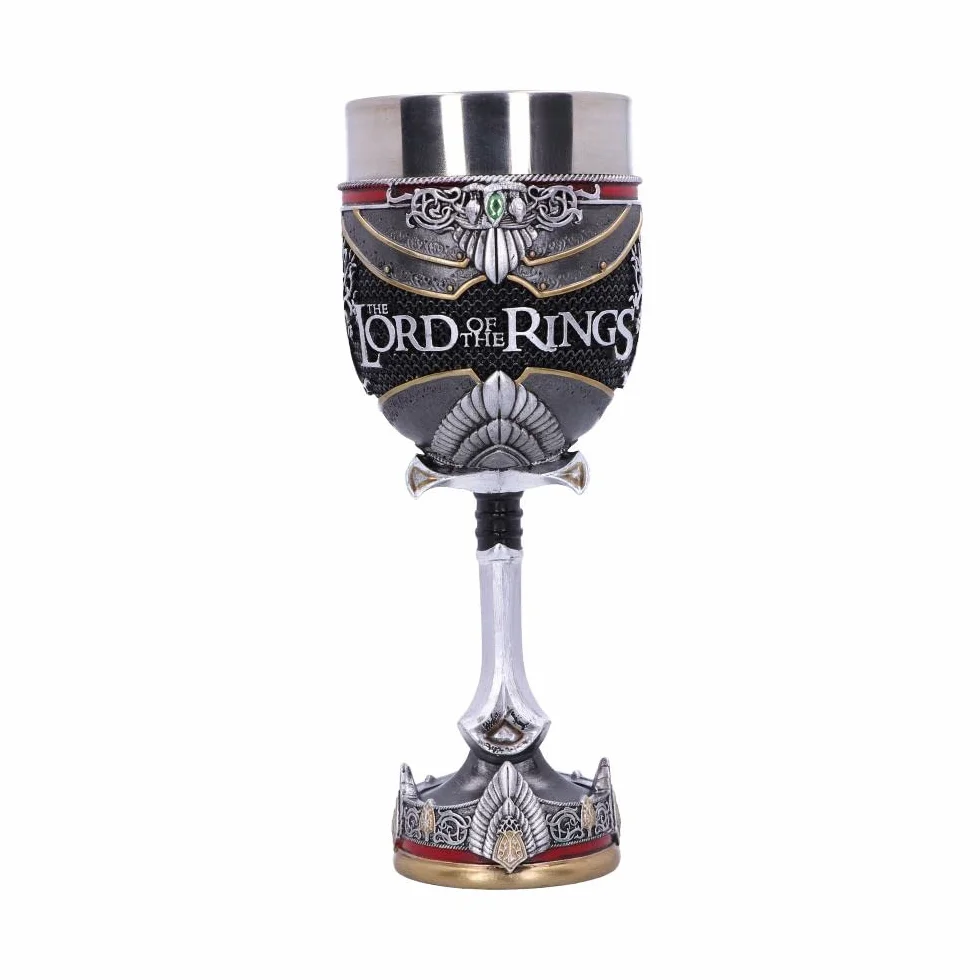 Nemesis Now Oficjalnie licencjonowany kielich Aragorn Władca Pierścieni, srebrny, 19,5 cm