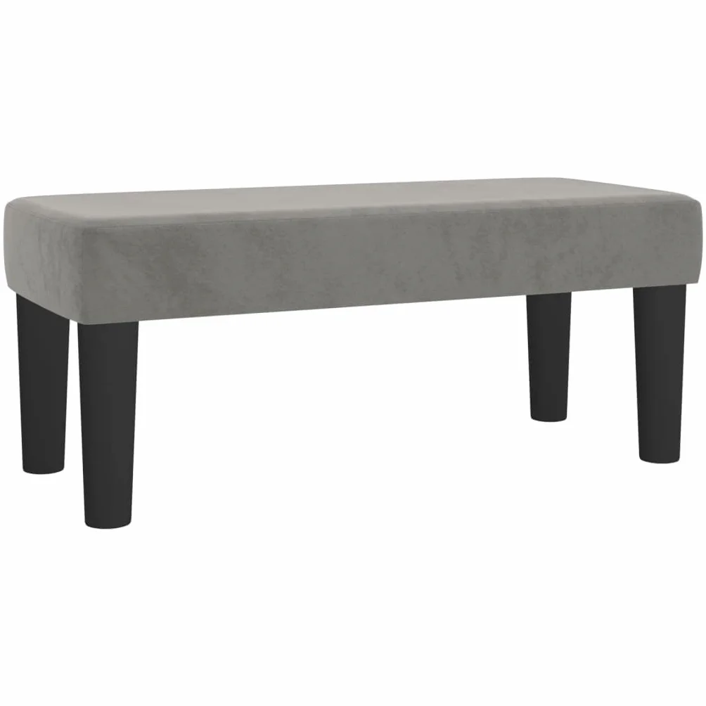 aksamitny regulowany zagłówek kontynentalny szary 90x190 cm | Łóżko kontynentalne z materacem i ławką jasnoszare aksamit 90x190 cm sprężyny kieszeniowe regulowany zagłówek