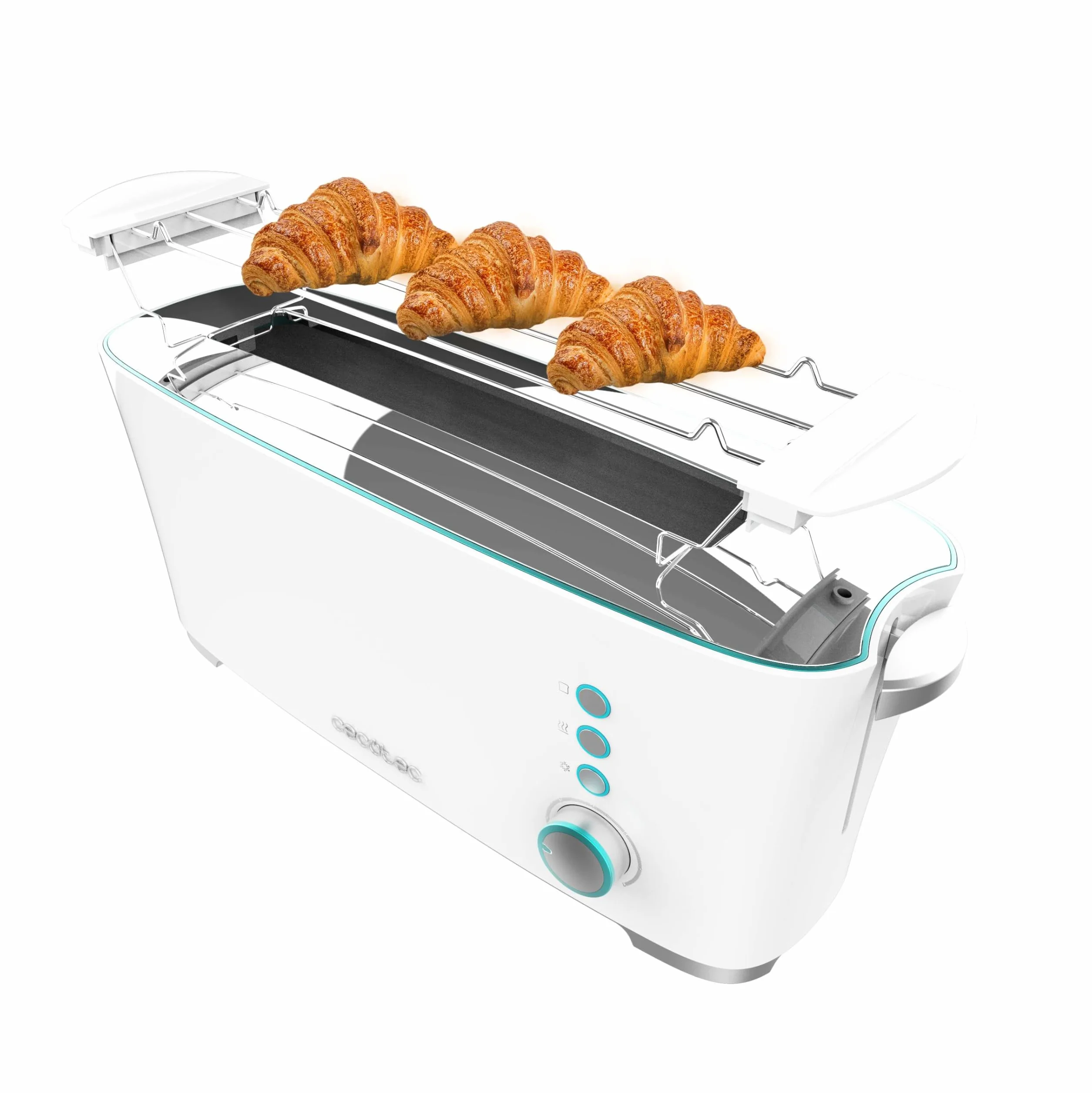 Cecotec Toster Toast&Taste Extra W,1000W mocy, Podwójne gniazdo XL dla grubych chlebów, System samocentrujący, 7 pozycji prażenia, Automatyczny wyrzut, Zbieranie okruchów