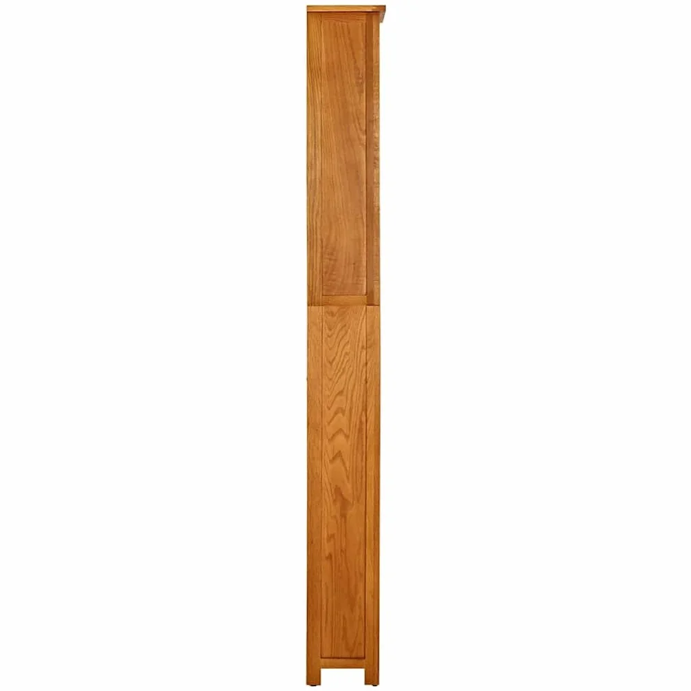 Regał na książki z litego dębu z 7 przegródkami, 60 x 22 x 200 cm, solidna półka do przechowywania książek i dekoracji, stylowe, naturalne wykończenie i funkcjonalne meble