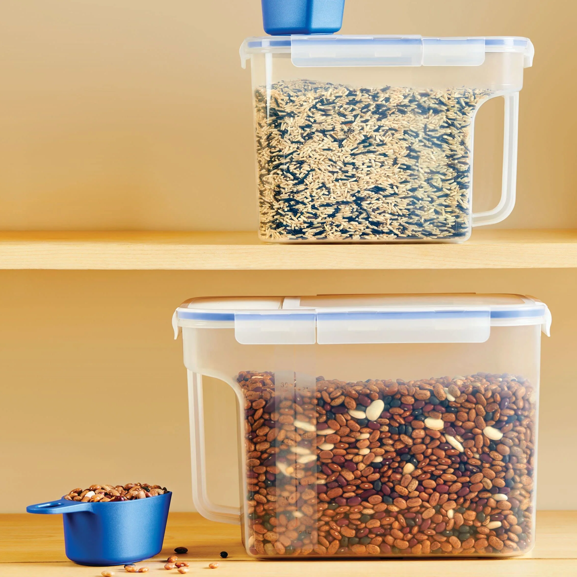 LocknLock Easy Essentials - Juego de contenedores y cubos de almacenamiento de alimentos, sin BPA, apto para lavaplatos, 4 piezas, transparente