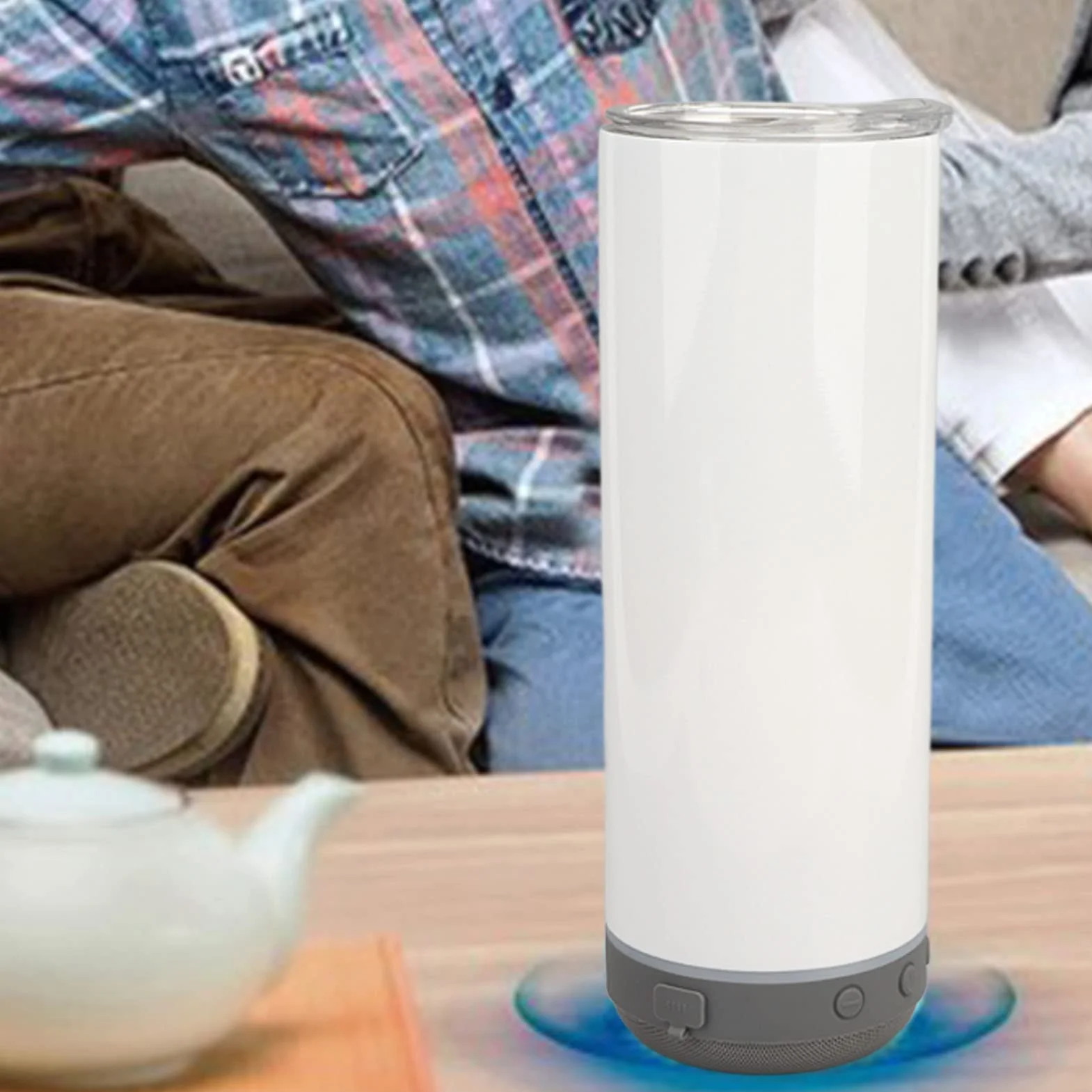 Kubek sublimacyjny 20oz, izolowane kubki ze stali nierdzewnej 304, zdejmowane termosy próżniowe z podwójną ścianką z głośnikiem Bluetooth i światłami LED, wodoodporny kubek muzyczny na prezent bożonar