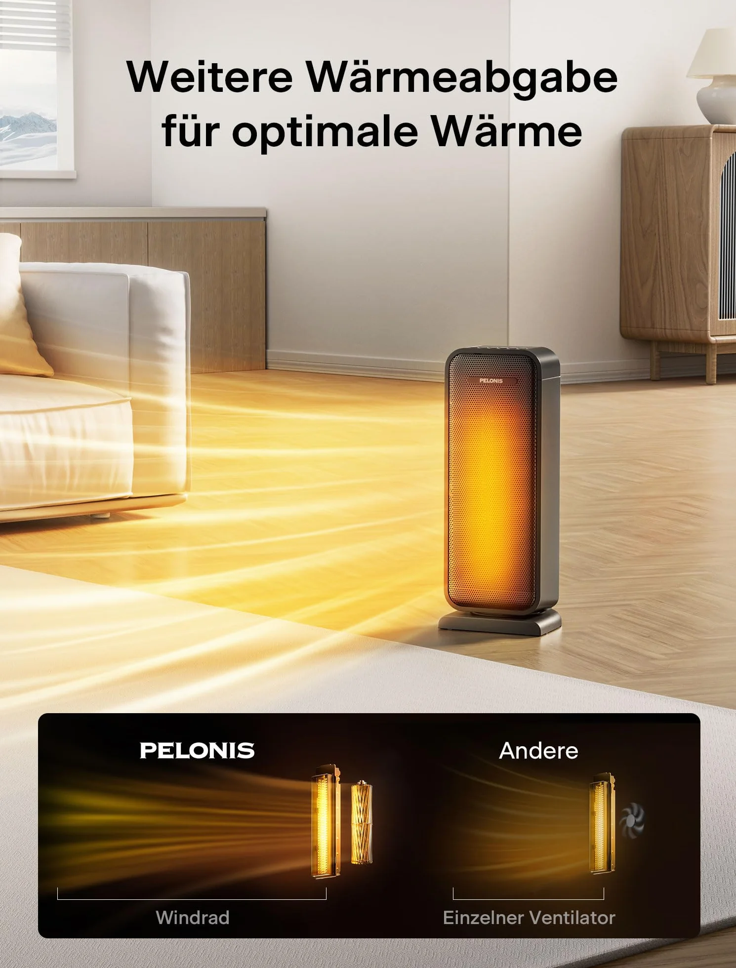 PELONIS grzejnik elektryczny 2000 W ceramiczny termowentylator przenośny timer 12h
