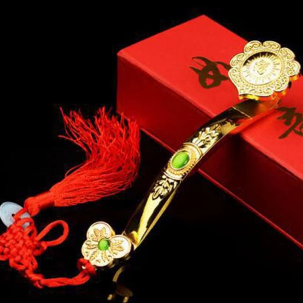 Feng Shui Złota Statua Ruyi Chińskie Berło Władzy Rzemiosło Wystrój Domu Żywica Maskotka Ruyi Ornament Urok Dobrobytu Rzeźba Szczęśliwe Ozdoby Prezenty Na Parapetówkę