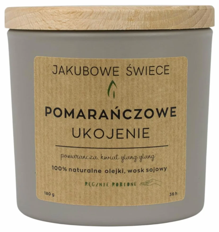 Pomarańczowe Ukojenie Zapachowa Świeca Sojowa Naturalny Olejek 180g Ręcznie Robiona z Pokrywką
