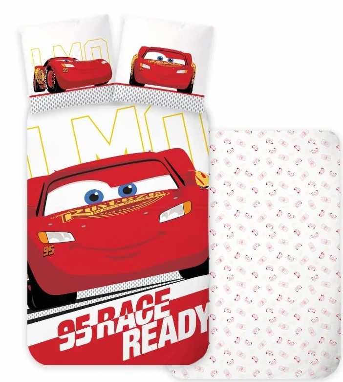 Komplet pościeli Disney Cars Flash McQueen 100% bawełna 100x135 cm + 40x60 cm
